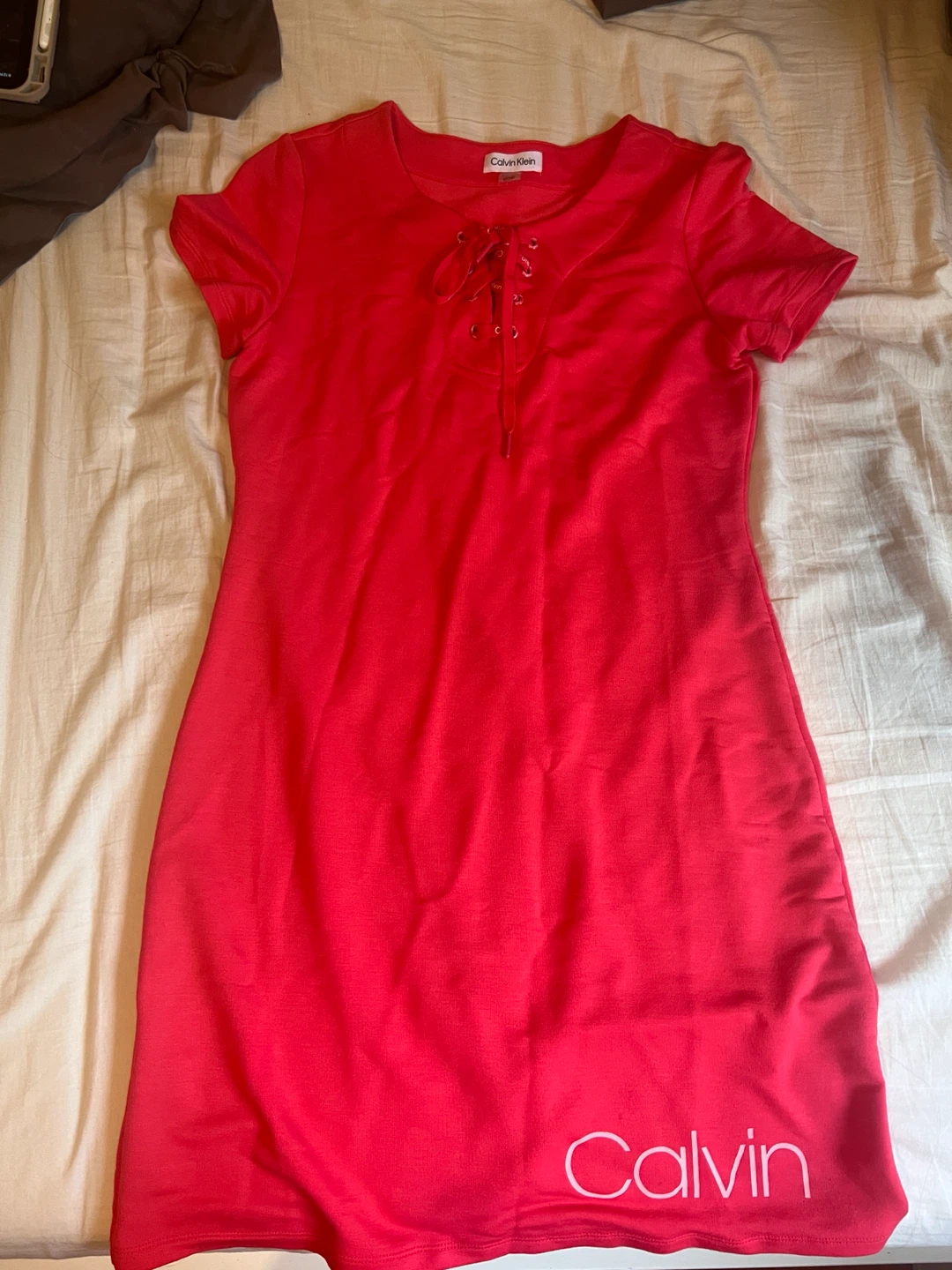 Calvin Klein Red Lace-Up Dress