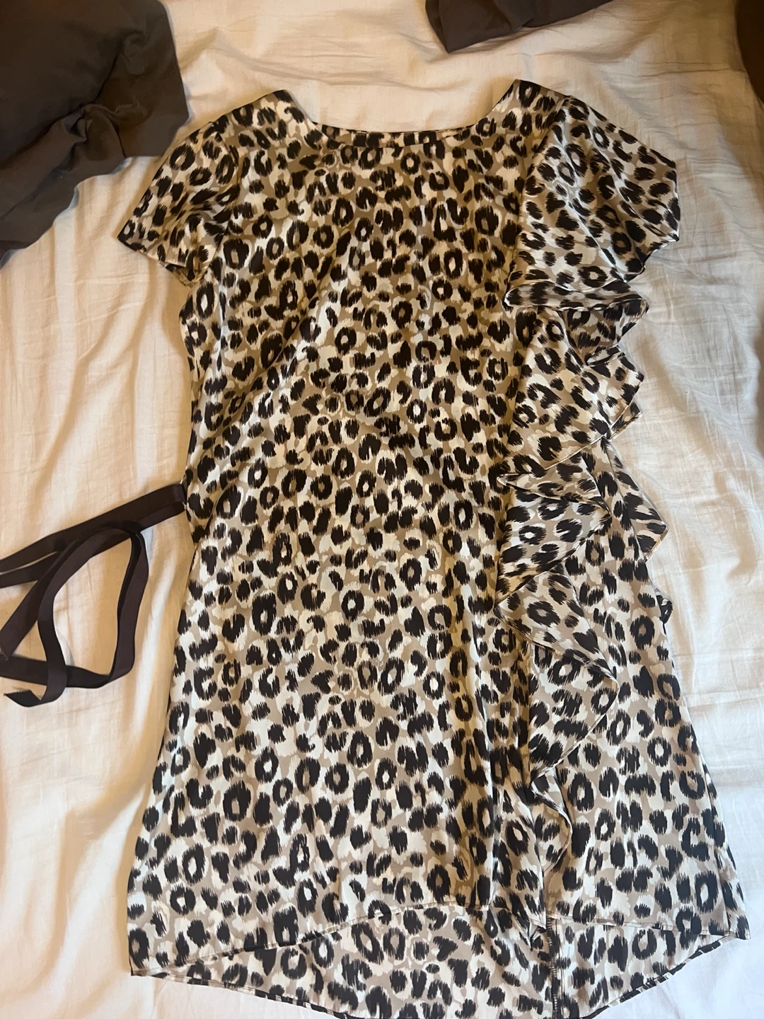 Soall Women's Leopard Print Ruffle Dress Size 38