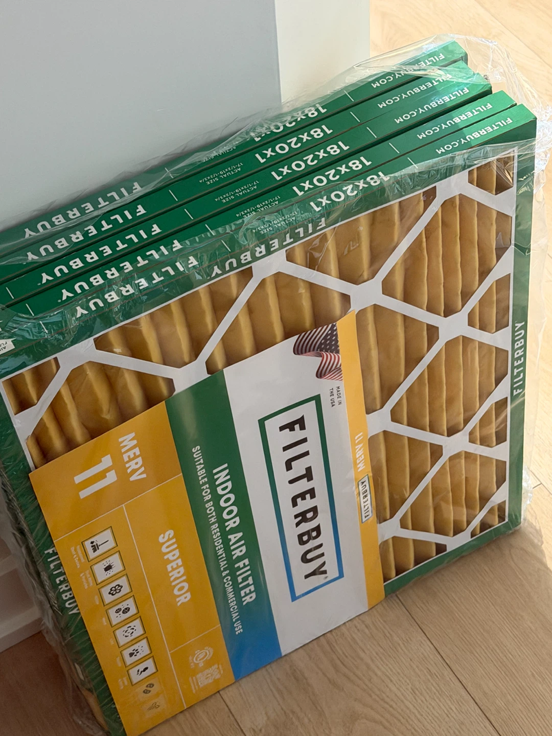 FILTERBUY 18x20x1 Superior Indoor Air Filter MERV 11
