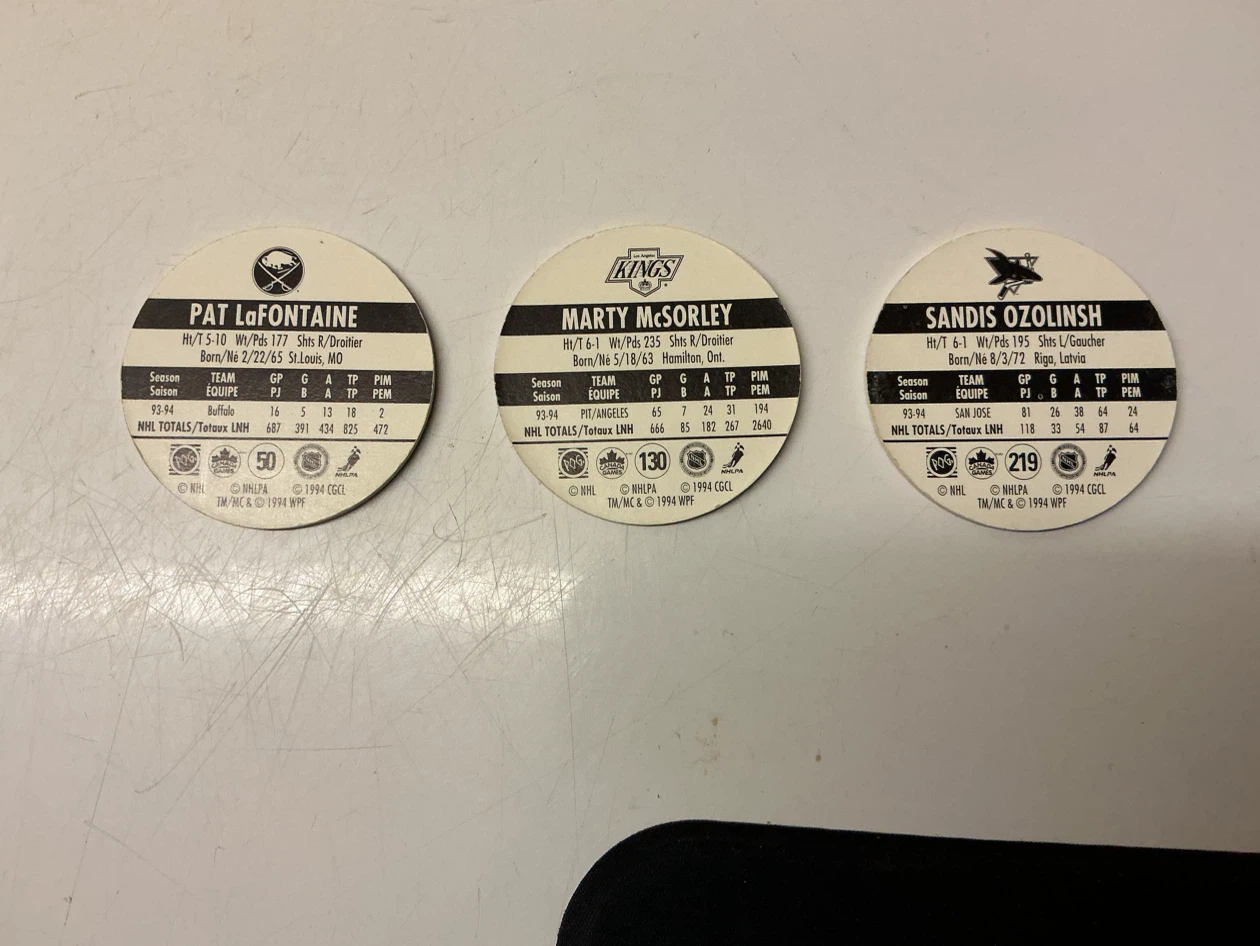 3 NHL POGs - Pat LaFontaine, Marty McSorley, Sandis Ozolinsh - photo 5