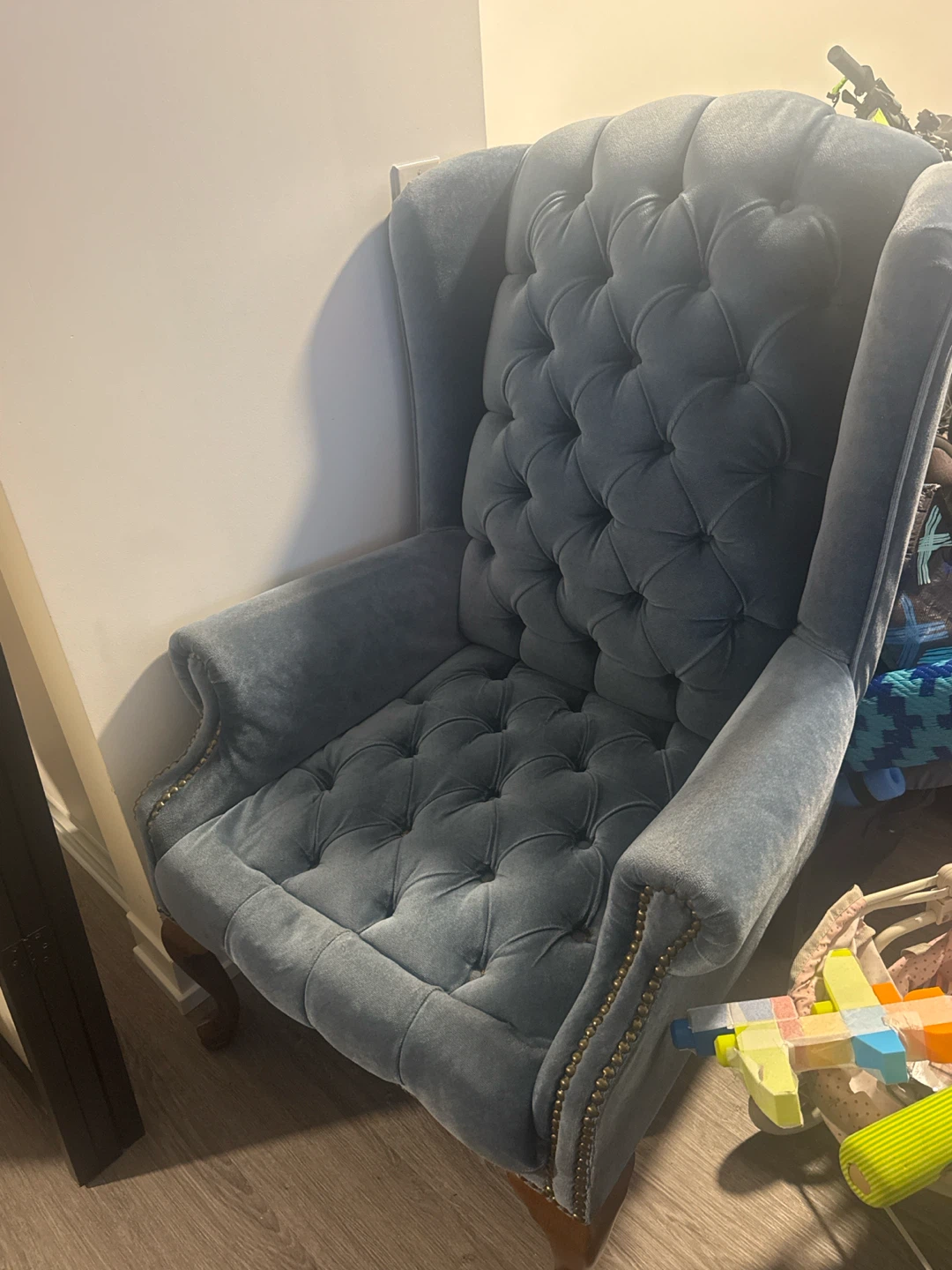 Blue Tufted Accent Chair