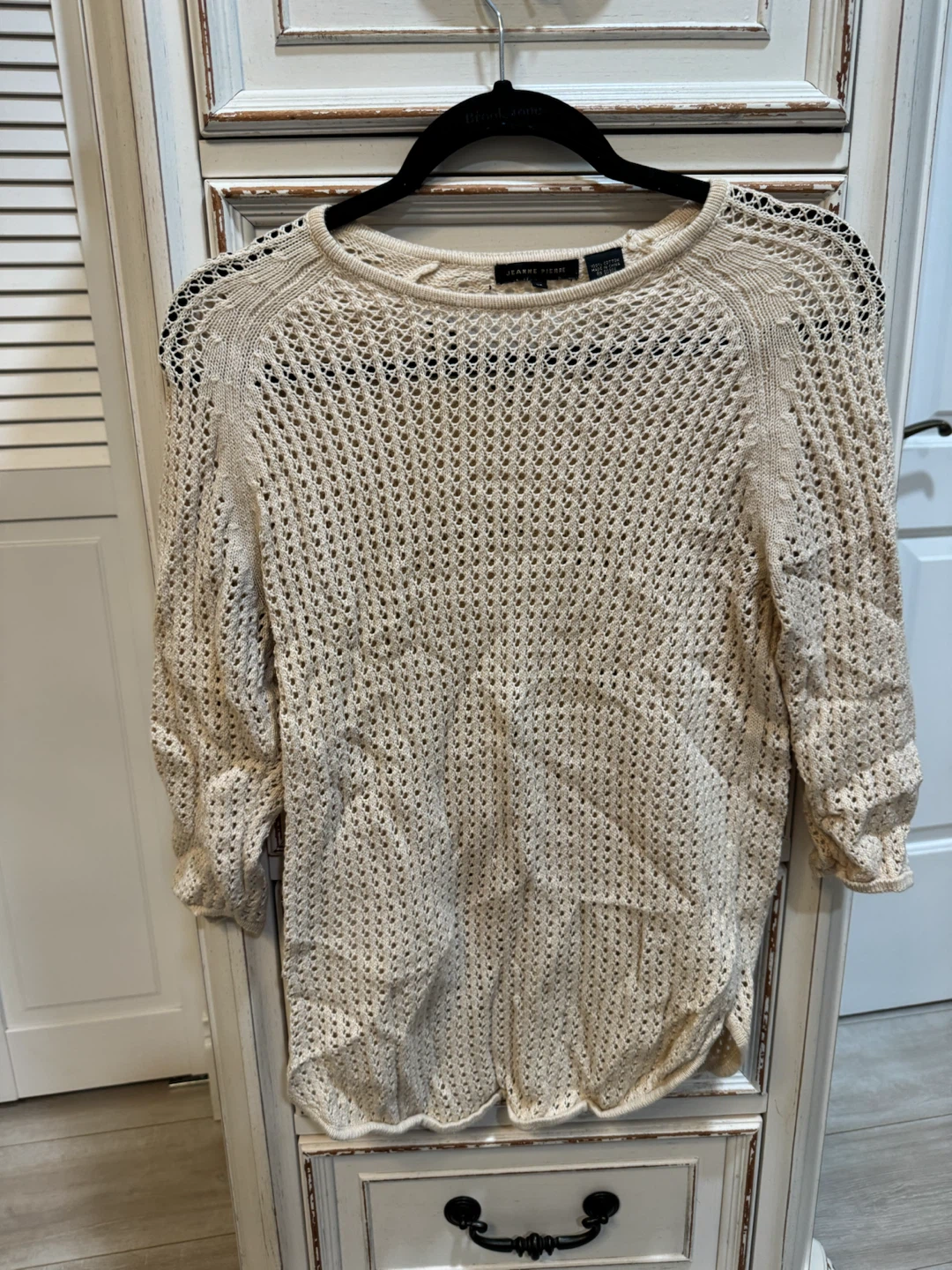Jeanne Pierre Cream Crochet Knit Sweater - photo 2