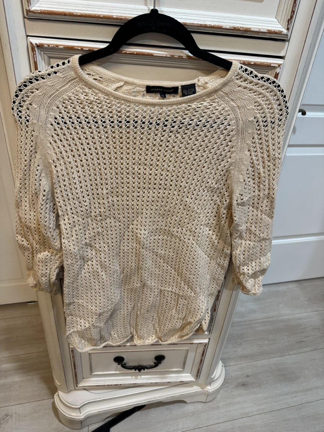 Jeanne Pierre Cream Crochet Knit Sweater - photo 3