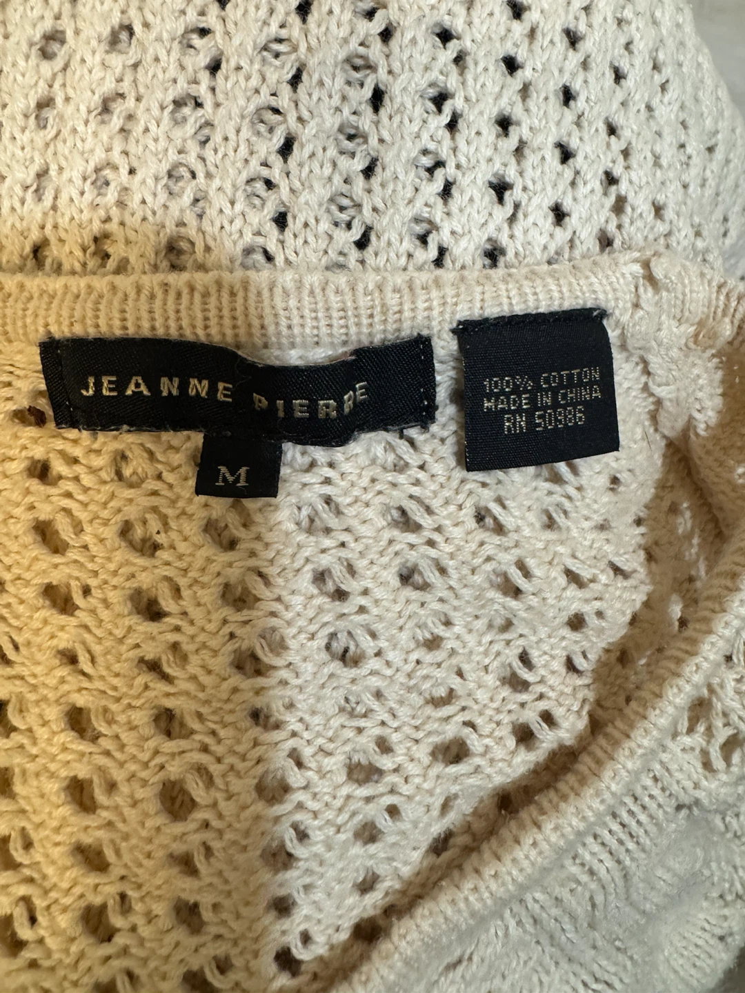 Jeanne Pierre Cream Crochet Knit Sweater - photo 4