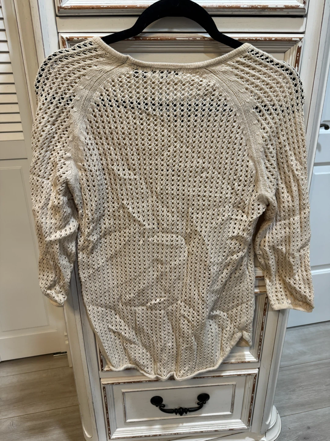 Jeanne Pierre Cream Crochet Knit Sweater - photo 5