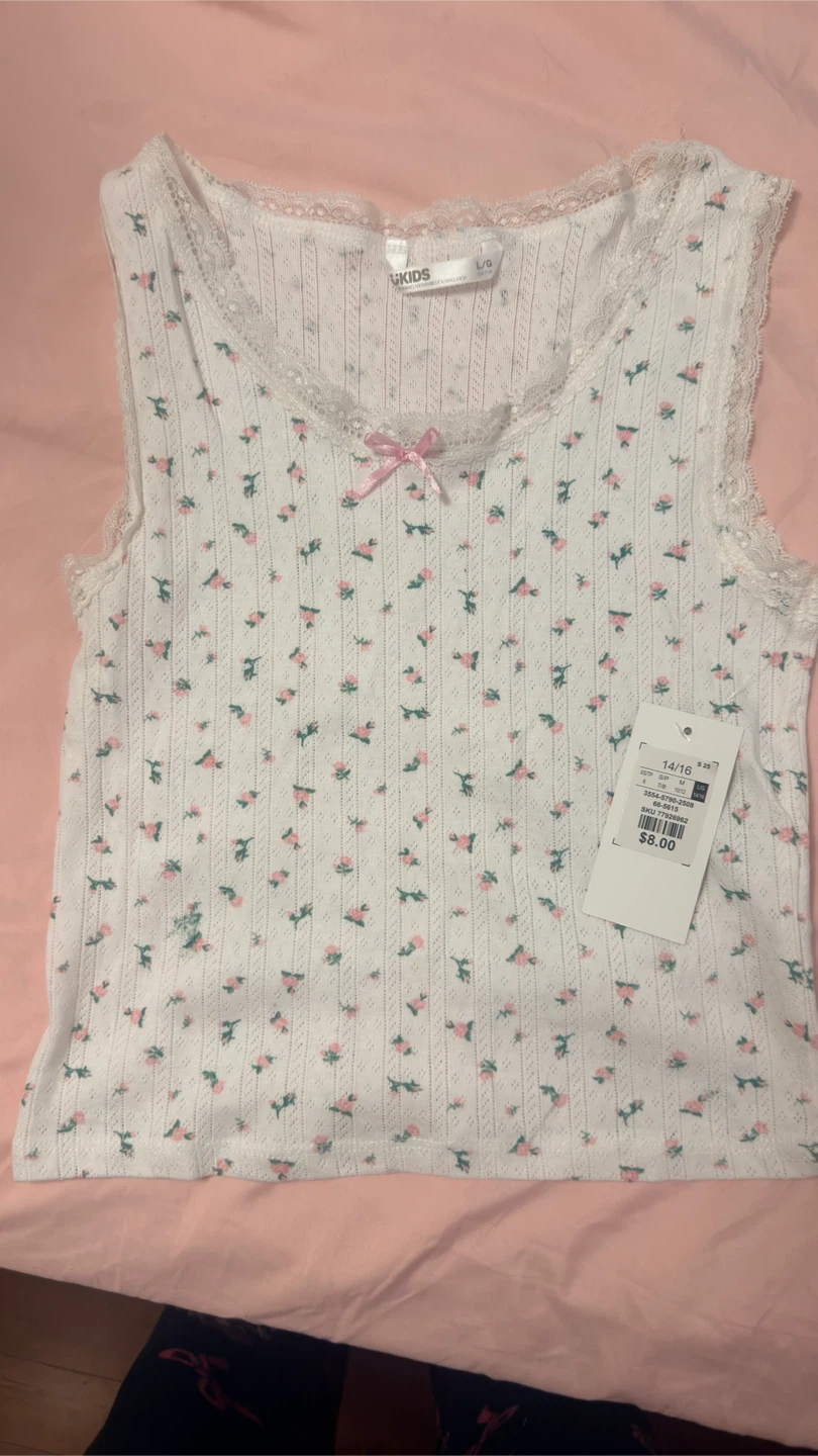OK Kids White Floral Tank Top - photo 2