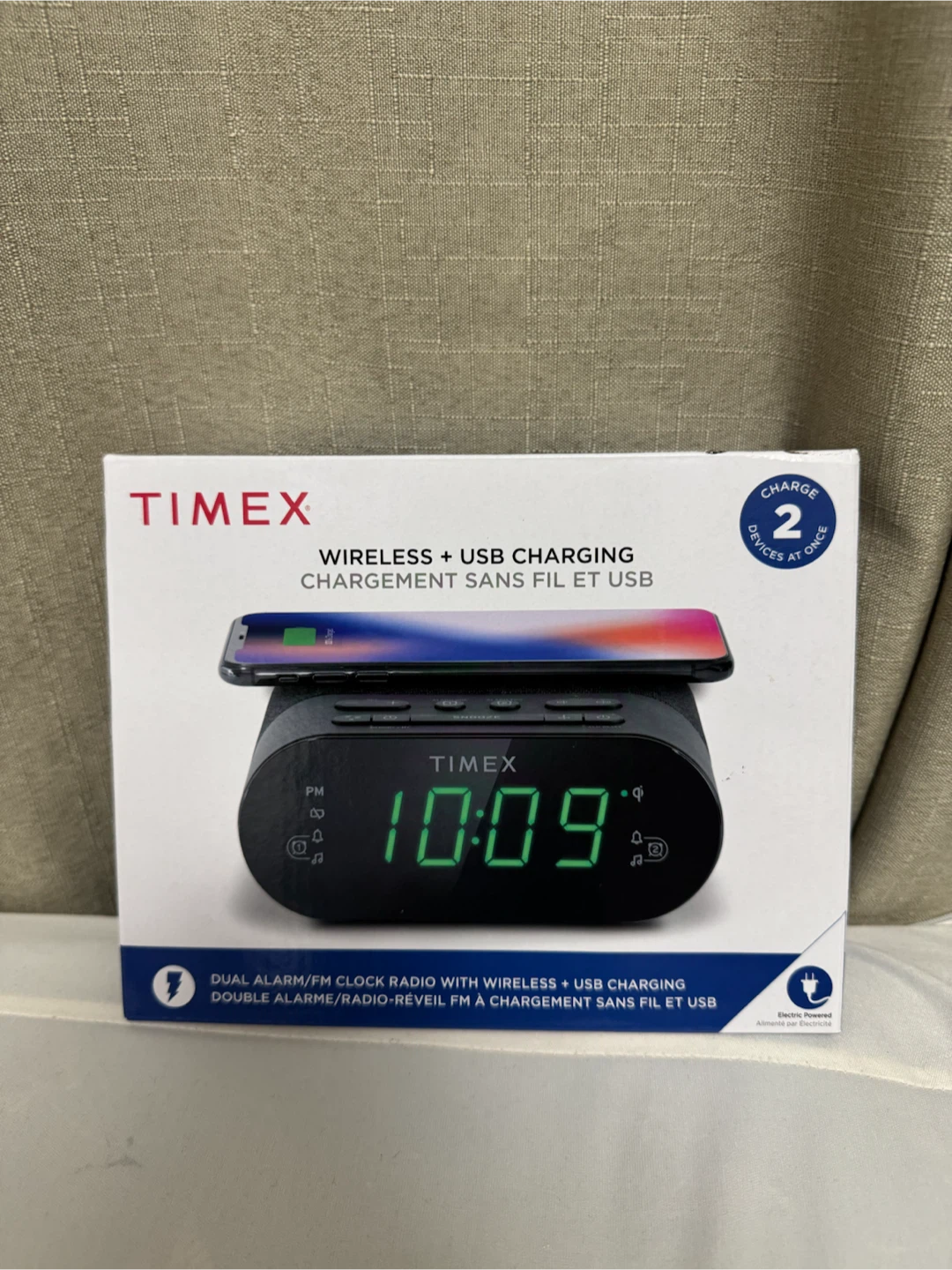 Timex Dual Alarm Clock Radio with USB + Wireless Charging