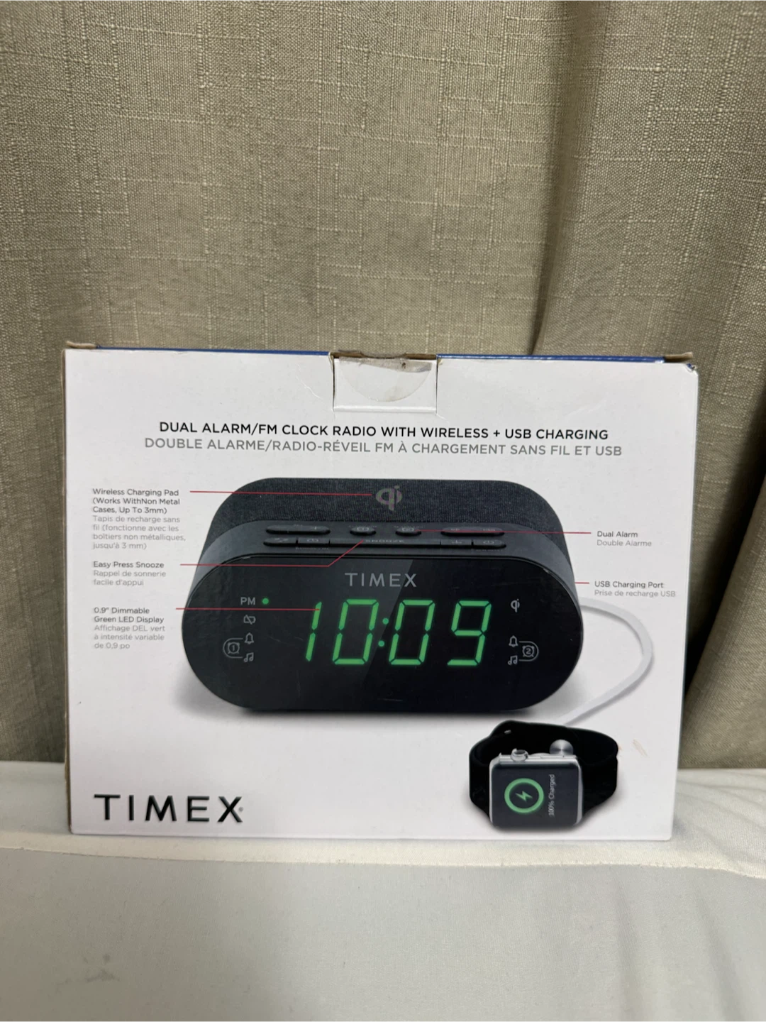 Timex Dual Alarm Clock Radio with USB + Wireless Charging - photo 2
