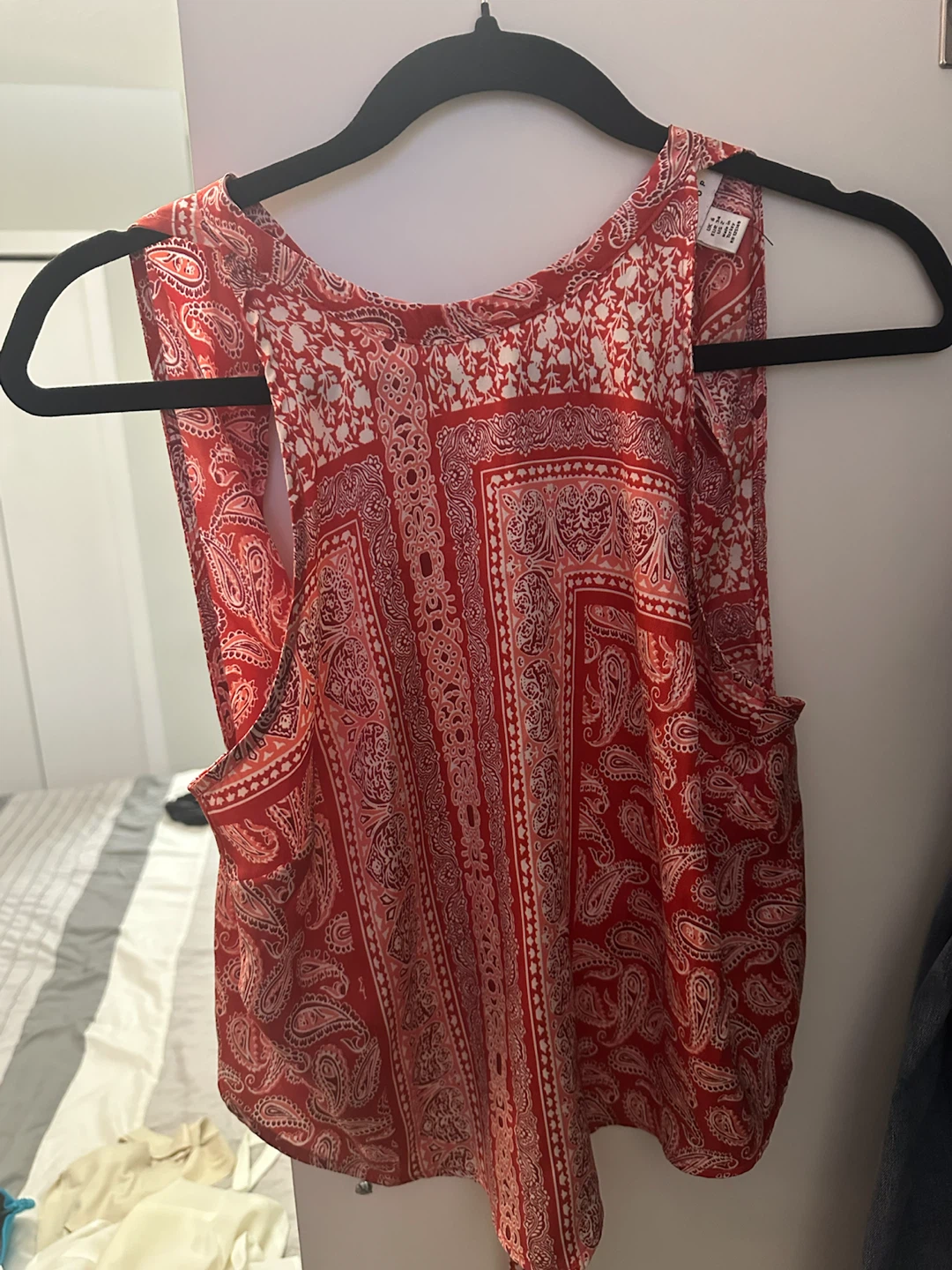 Topshop Red Paisley Print Tank Top - US 2 - photo 2