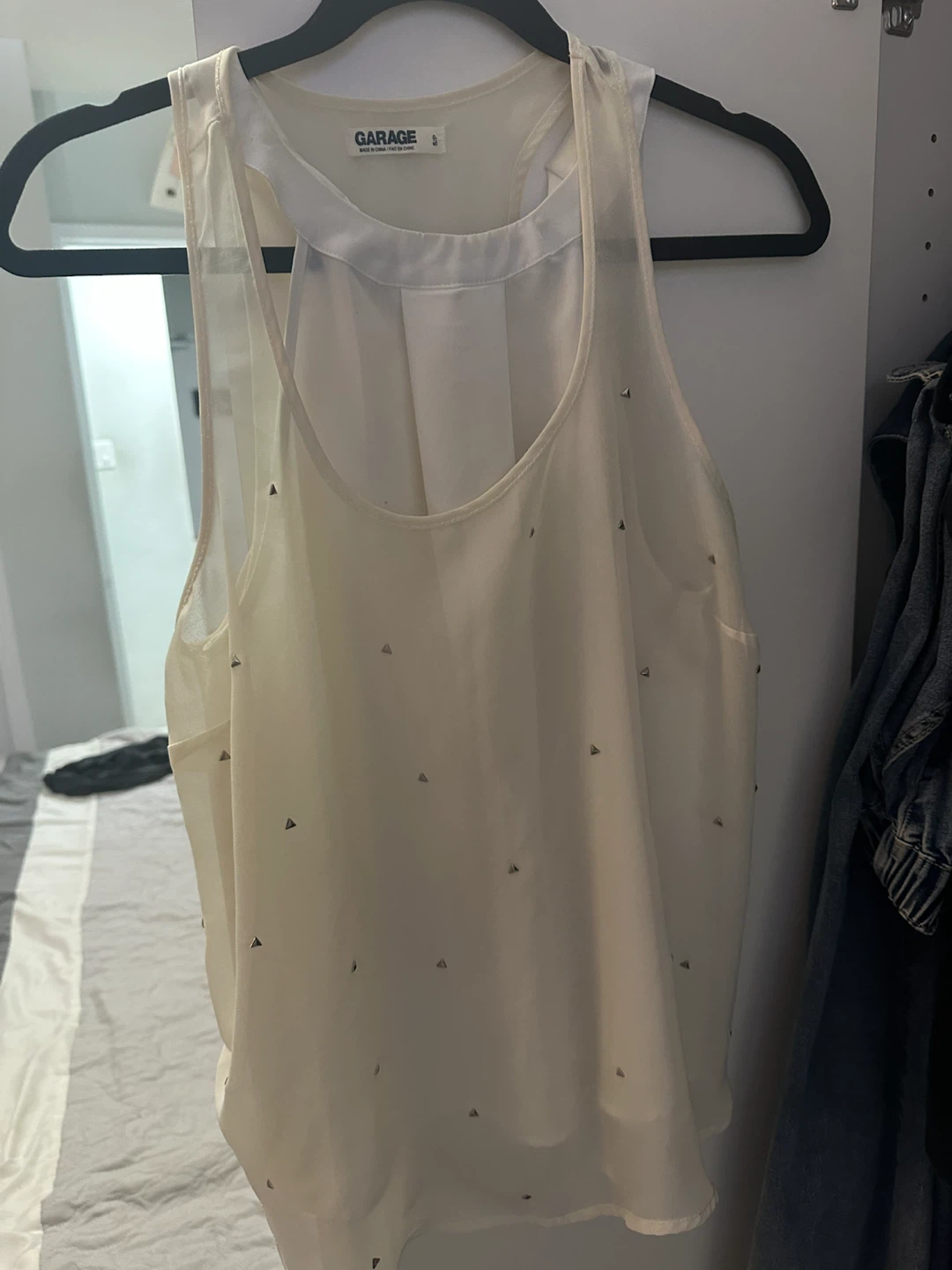 GARAGE Cream Studded Tank Top