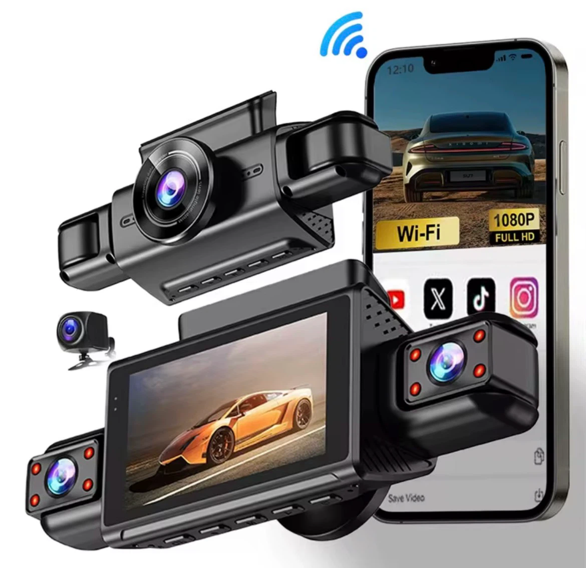4-Channel Dash Cam with Wi-Fi and Night Vision