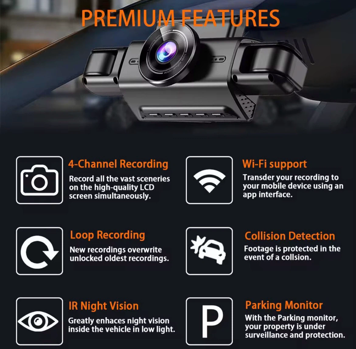 4-Channel Dash Cam with Wi-Fi and Night Vision - photo 2