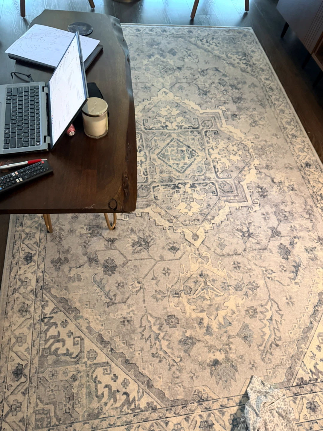 Cozey|Savannah Washable Rug - Blue Haze with rug pads underneath - photo 4