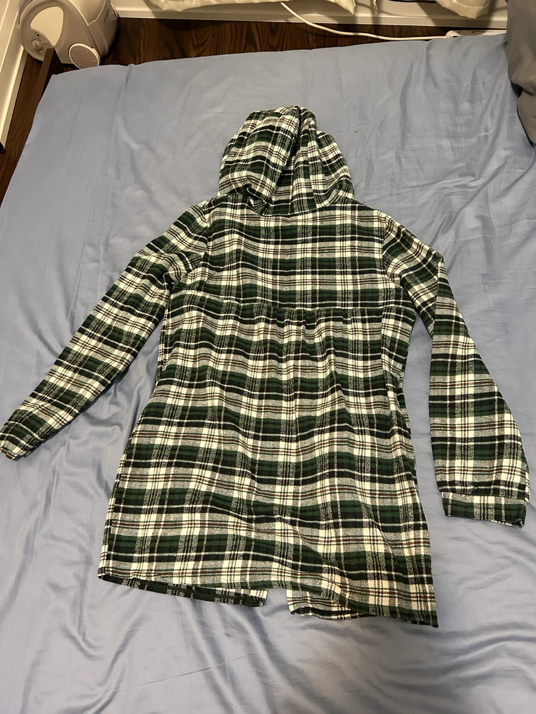 Green Plaid Hooded Cardigan - photo 2