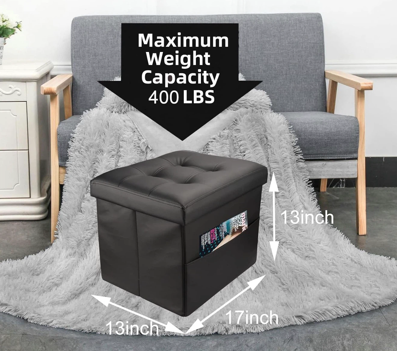 [Collapsible Ottoman with Storage - photo 3
