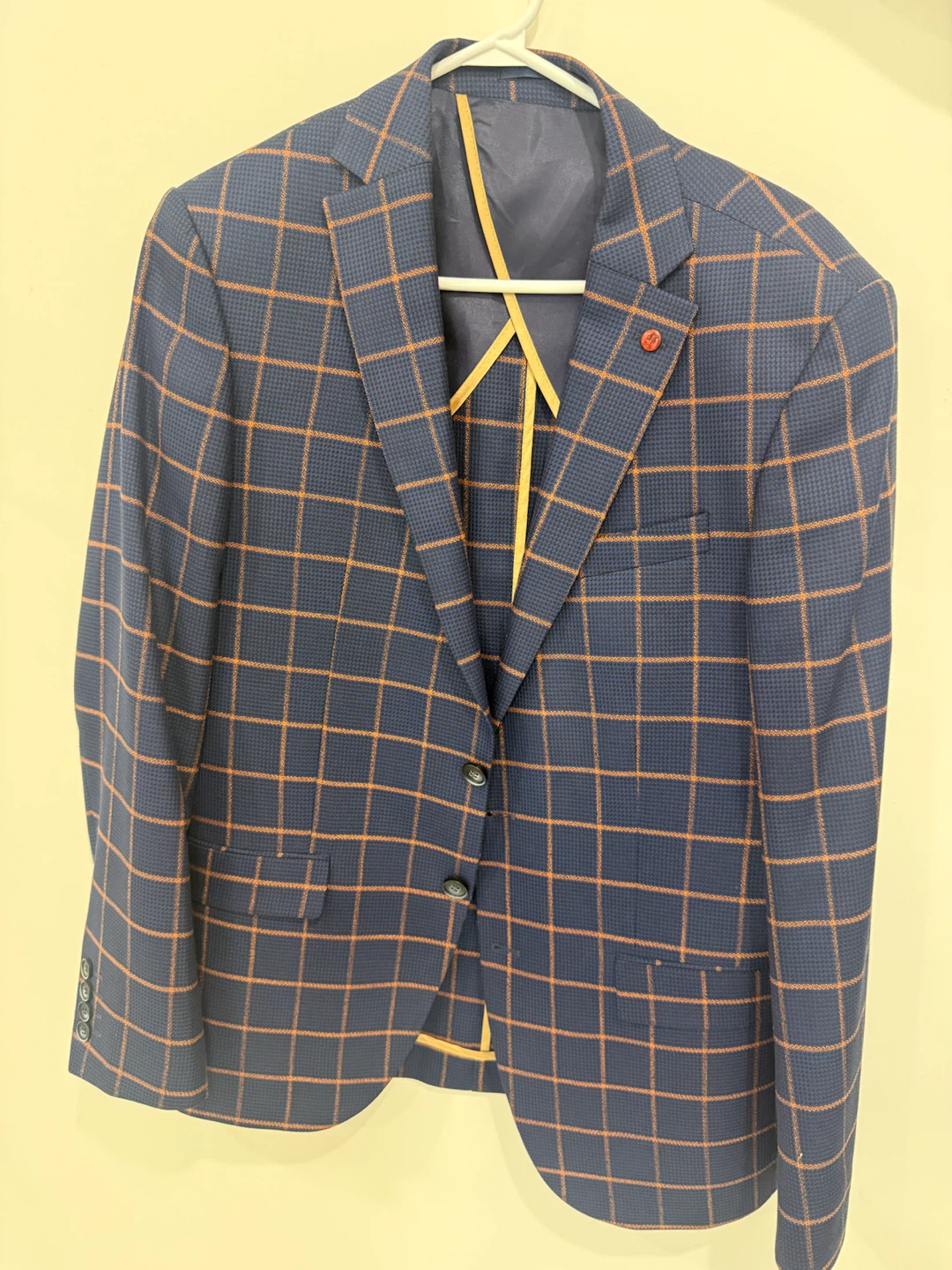 Blue and Orange Plaid Blazer