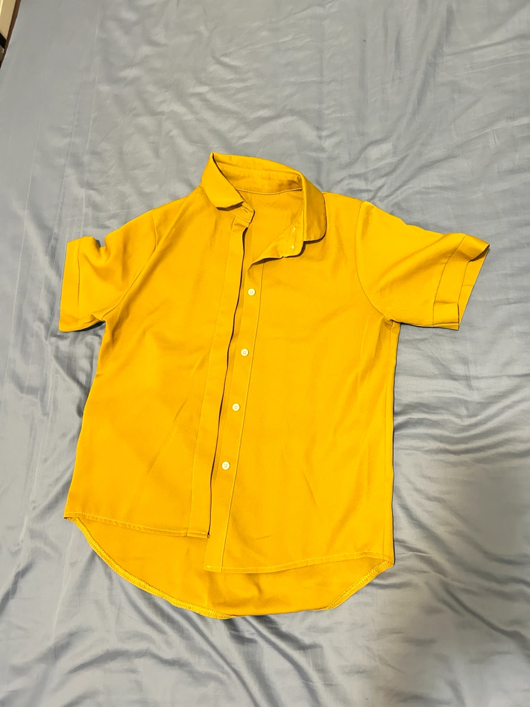 Yellow Short Sleeve Button-Up Shirt