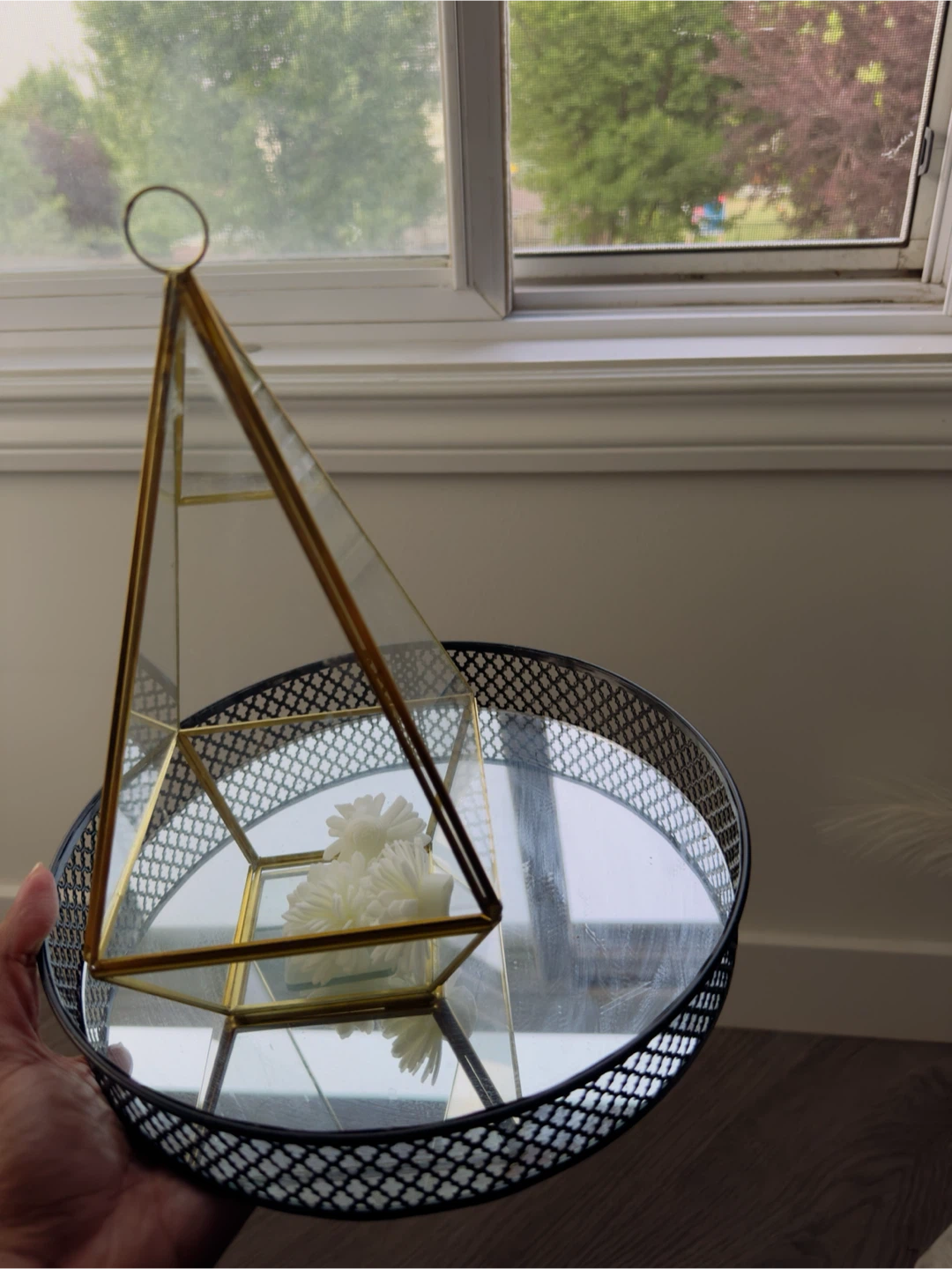 Geometric Terrarium with Mirrored Tray - photo 2