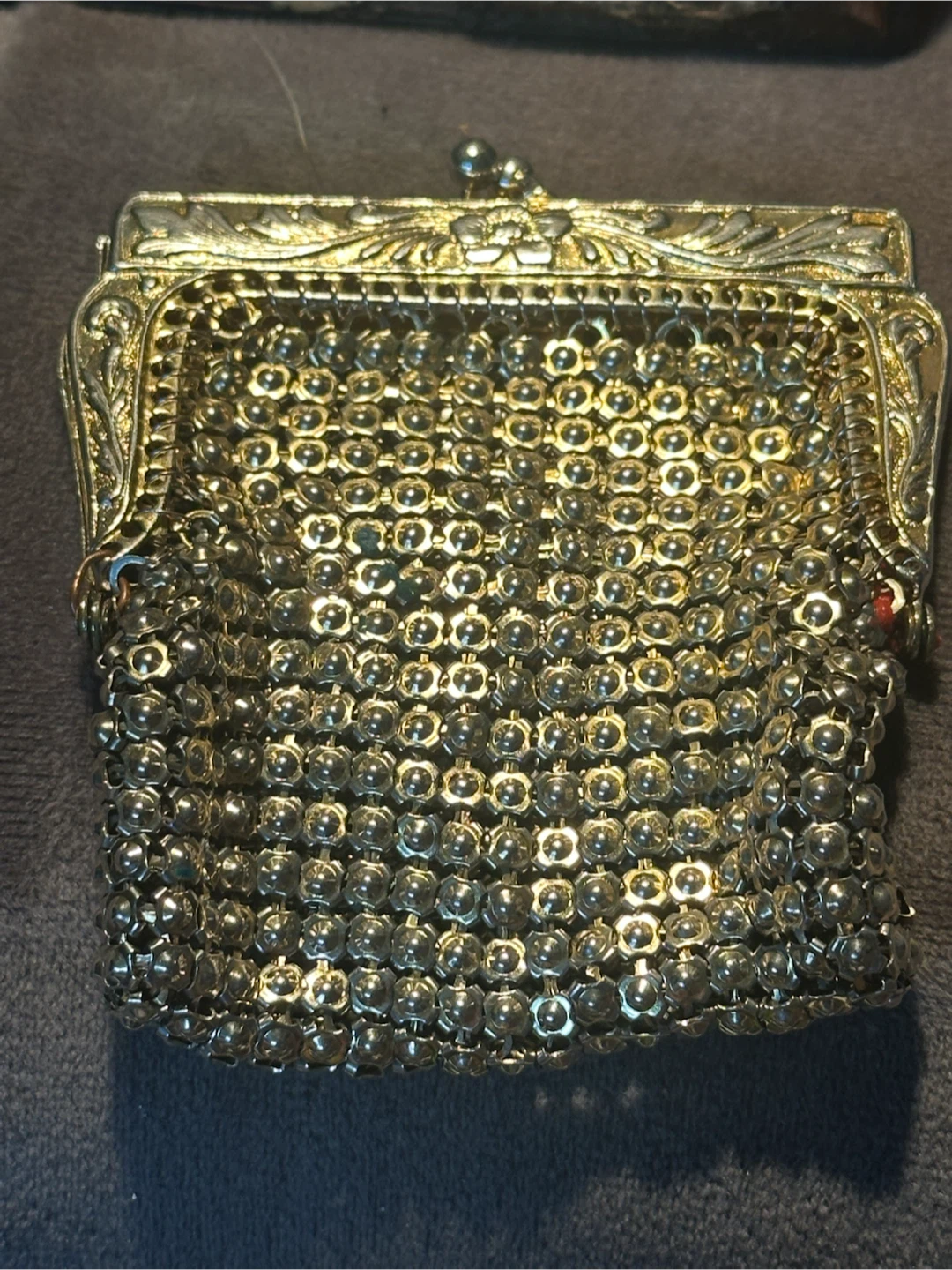 Vintage Gold Mesh Kiss-Lock Coin Purse