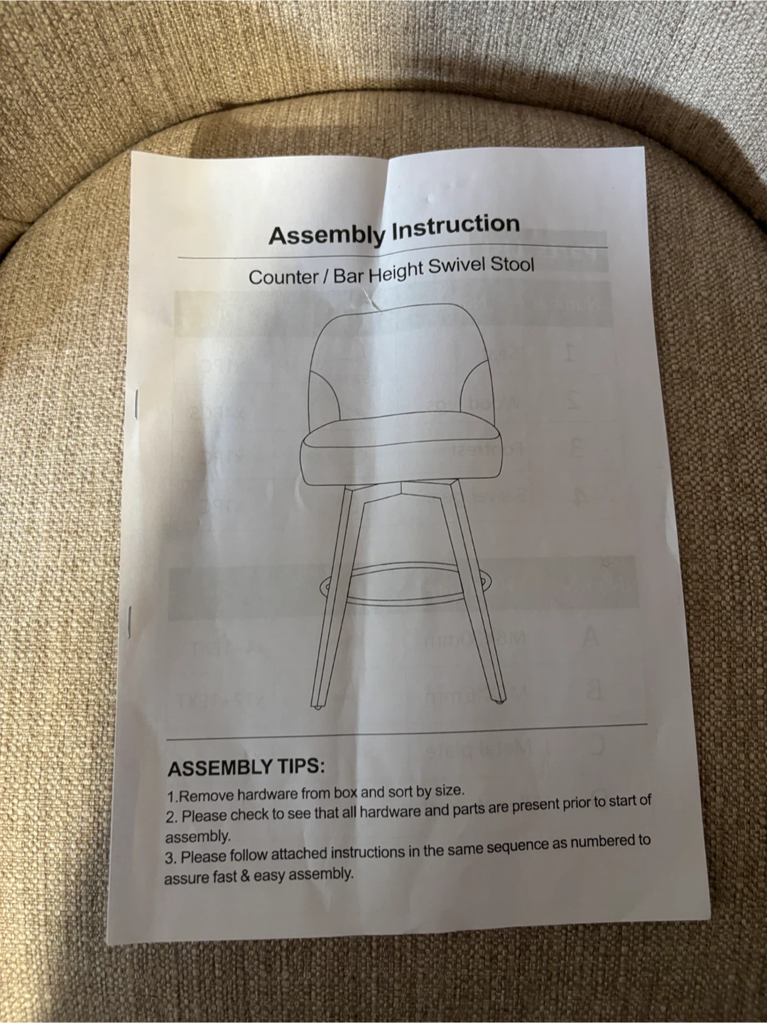 Beige Counter / Bar Height Swivel chair - photo 4