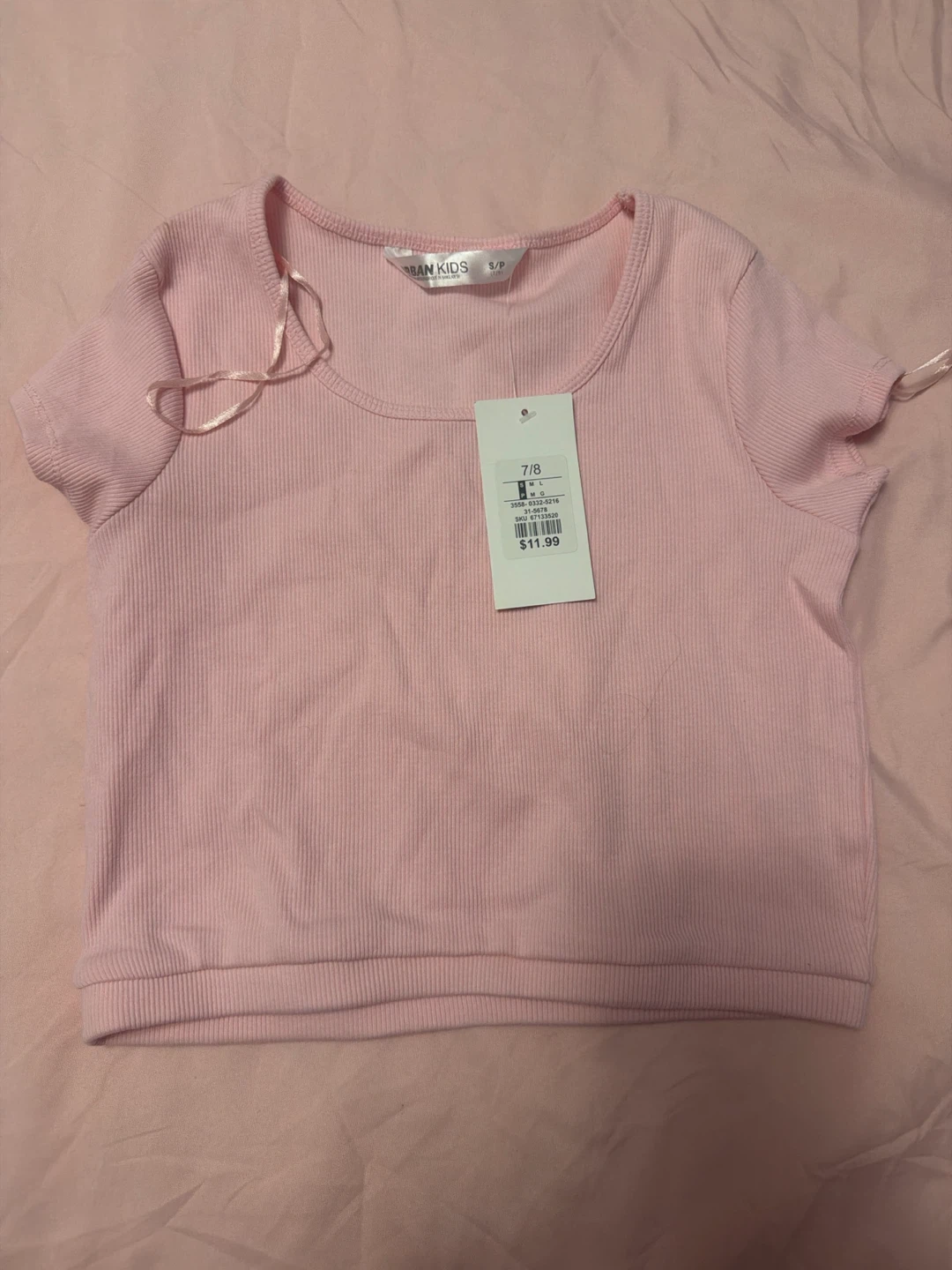 Urban Kids Pink Ribbed Crop Top