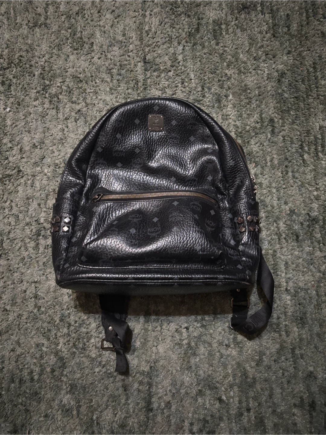 MCM Black Monogram Backpack