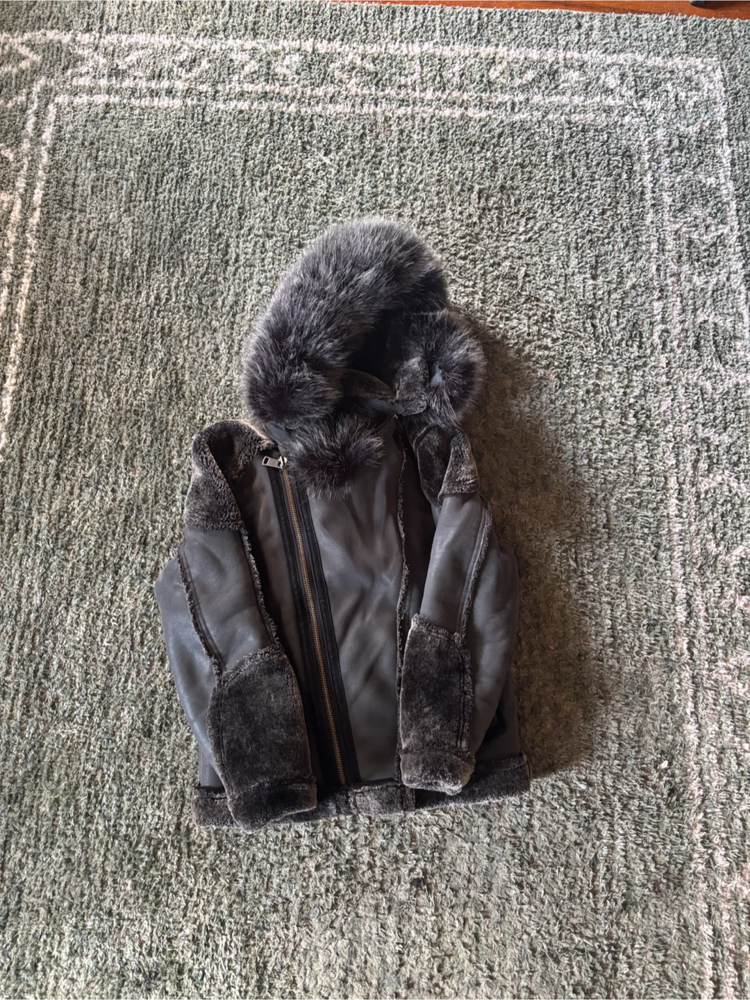Girls Faux Shearling Lined Jacket with Hood