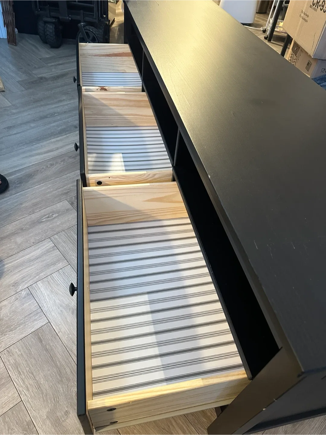 Black TV Stand with Drawers and Shelves - photo 2