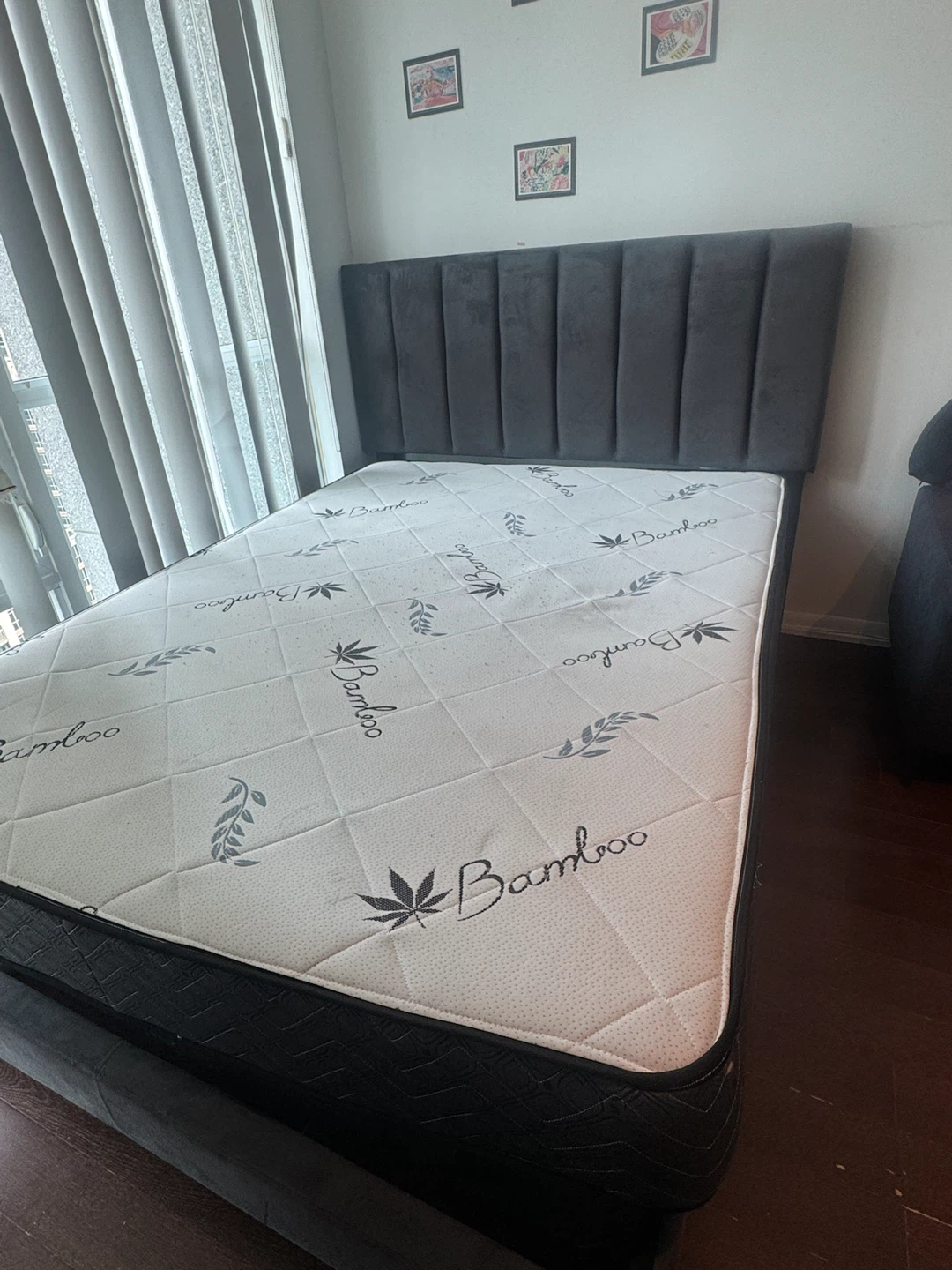 Queen Size Bed Frame with Headboard + Box Spring - photo 4