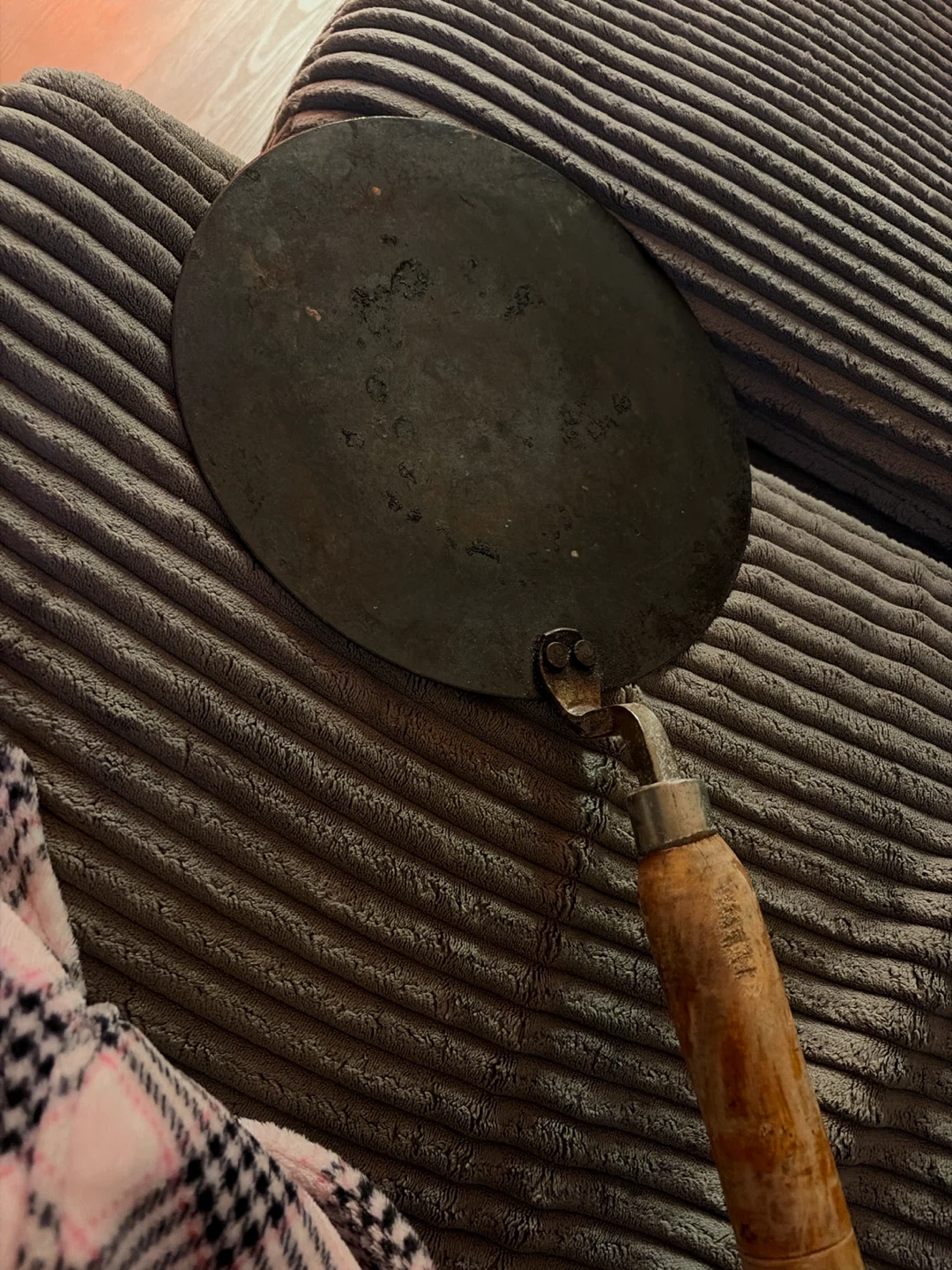 Tawa (Flat Iron Pan) with Wooden Handle