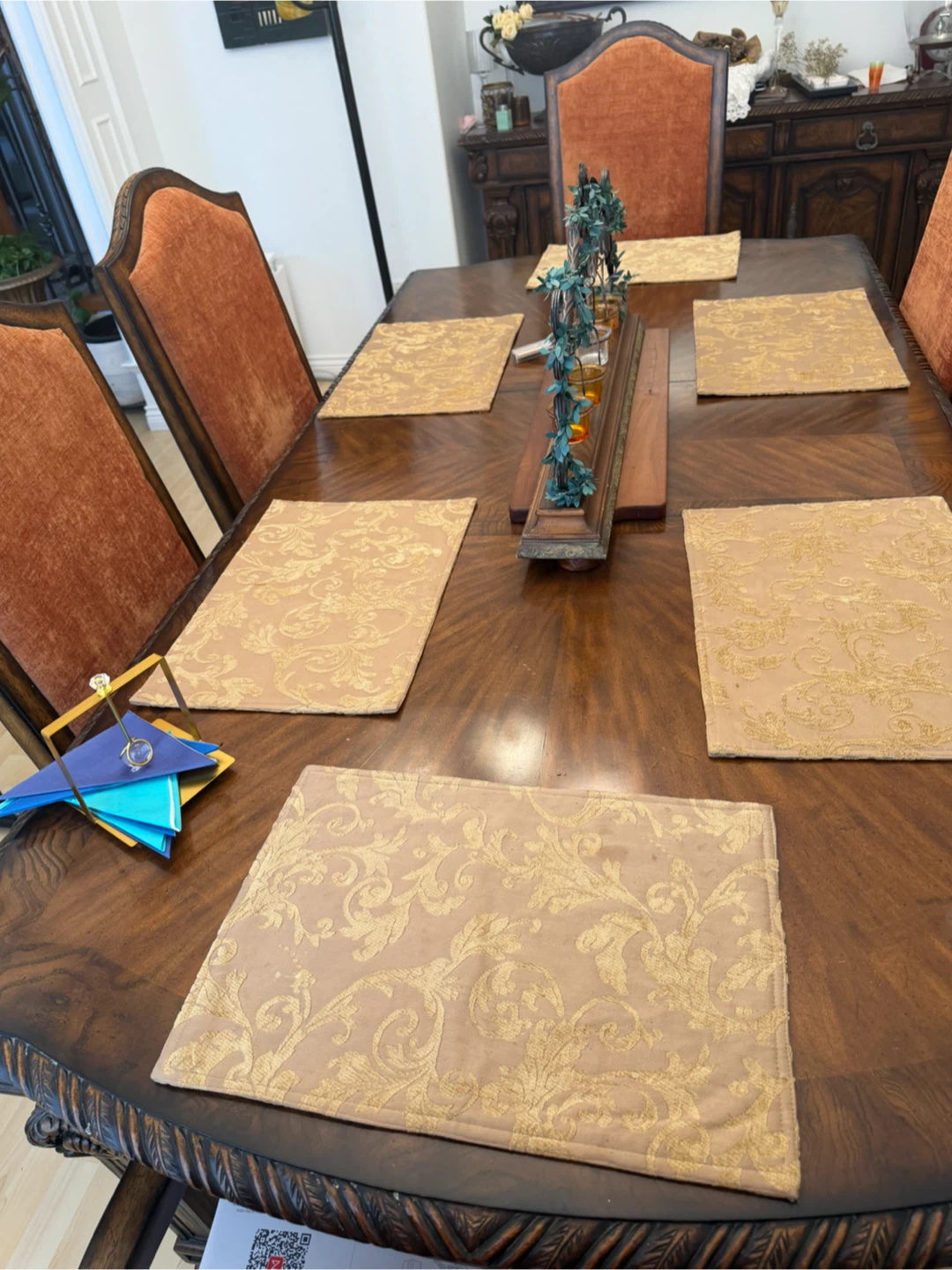Orange Upholstered Dining Chairs Set of 6 - photo 2