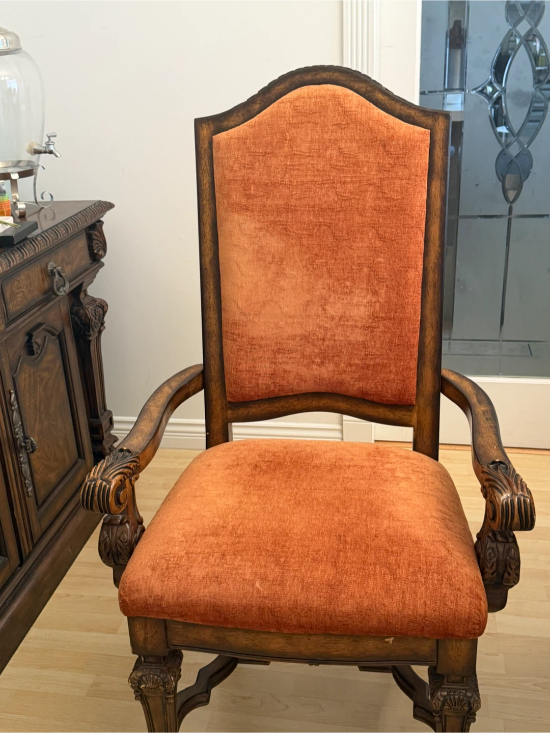 Orange Upholstered Dining Chairs Set of 6 - photo 3