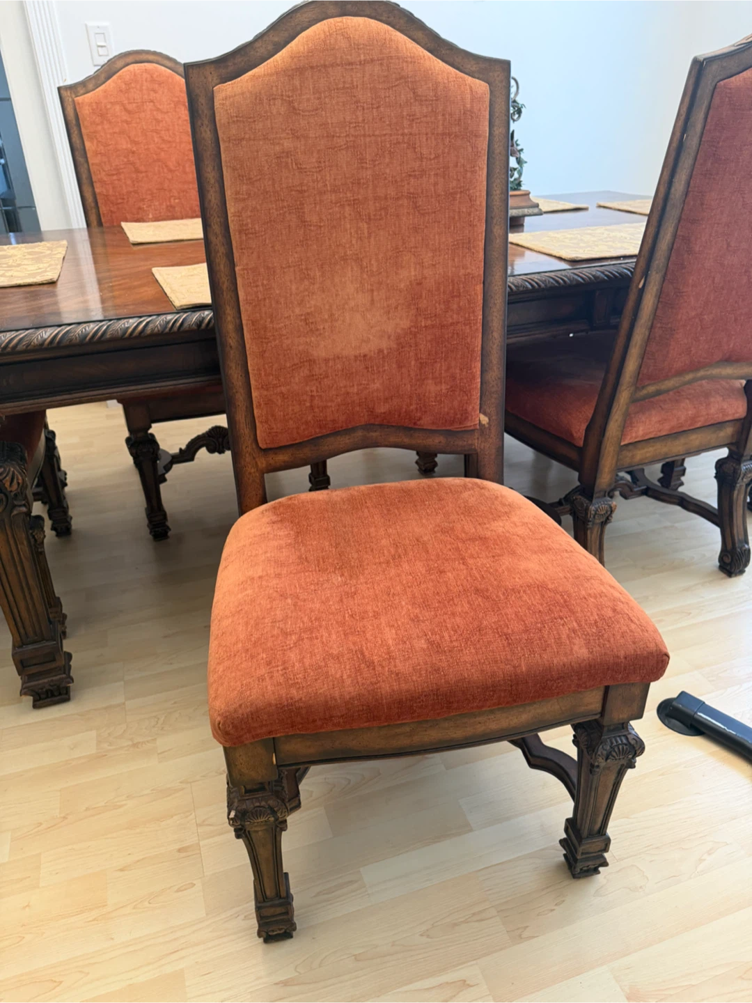 Orange Upholstered Dining Chairs Set of 6 - photo 4