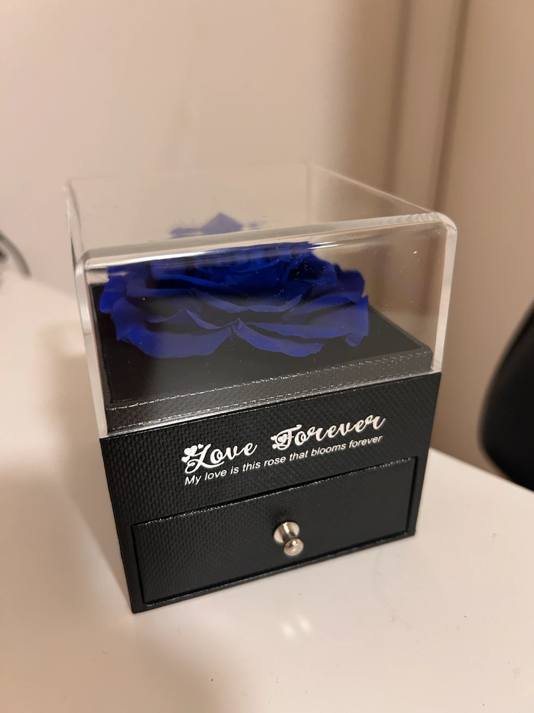 Blue Swarovski Preserved Rose in Display Box