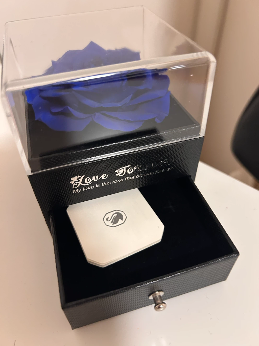 Blue Swarovski Preserved Rose in Display Box - photo 2