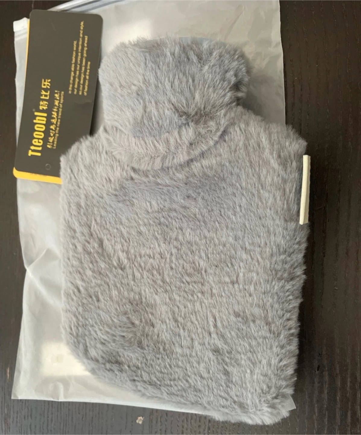 Tteobhl Grey Faux Fur Hot Water Bottle
