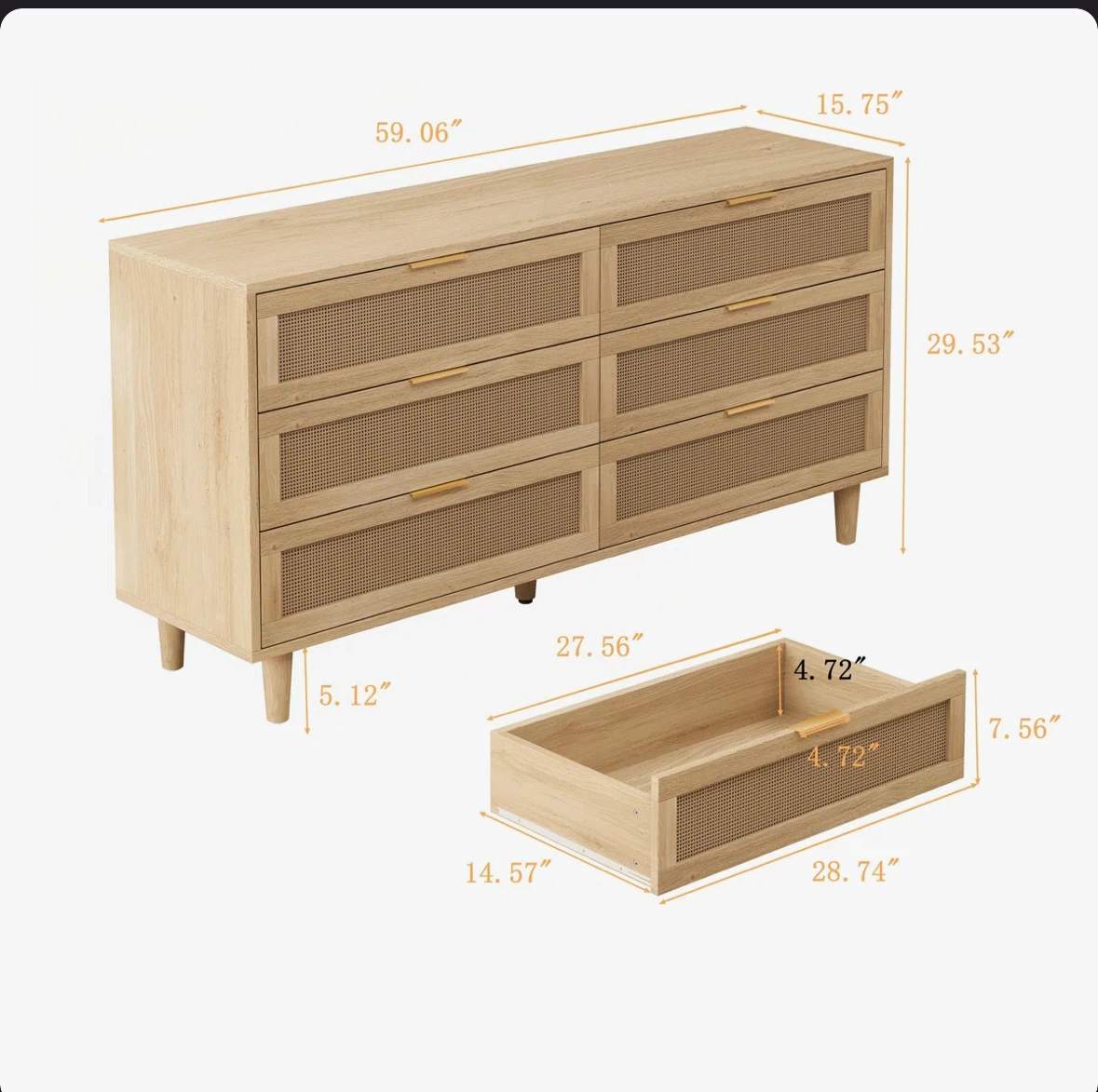 Bay Isle Home 6-Drawer Dresser cabinet