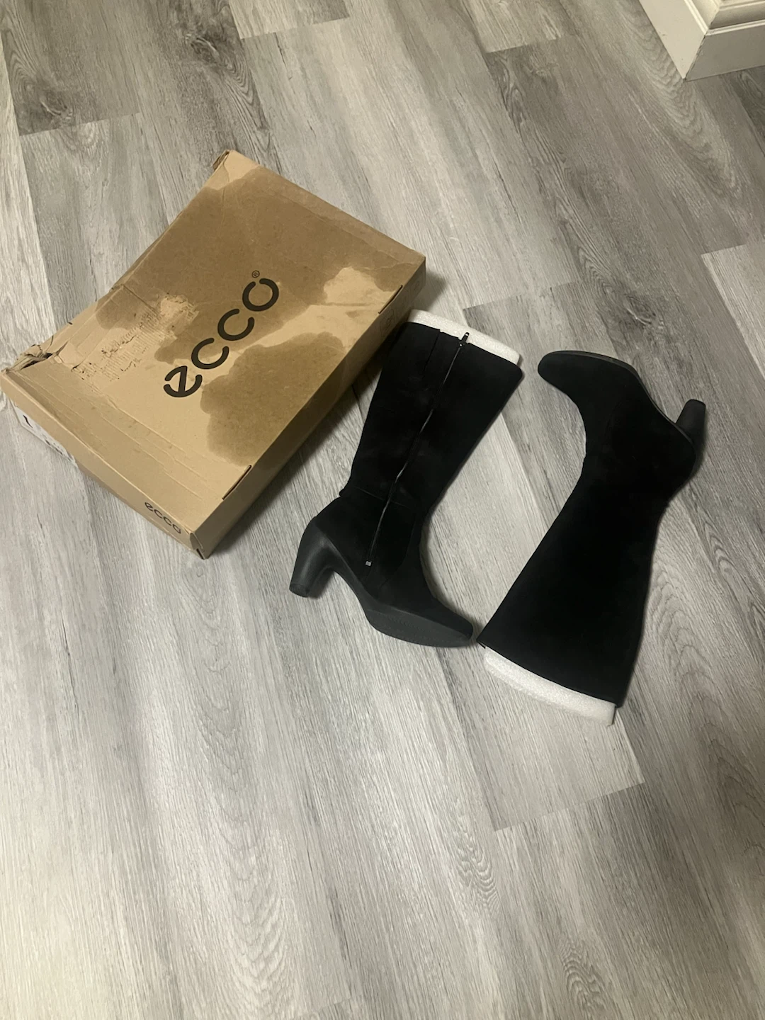 ECCO Black Suede Knee-High Boots