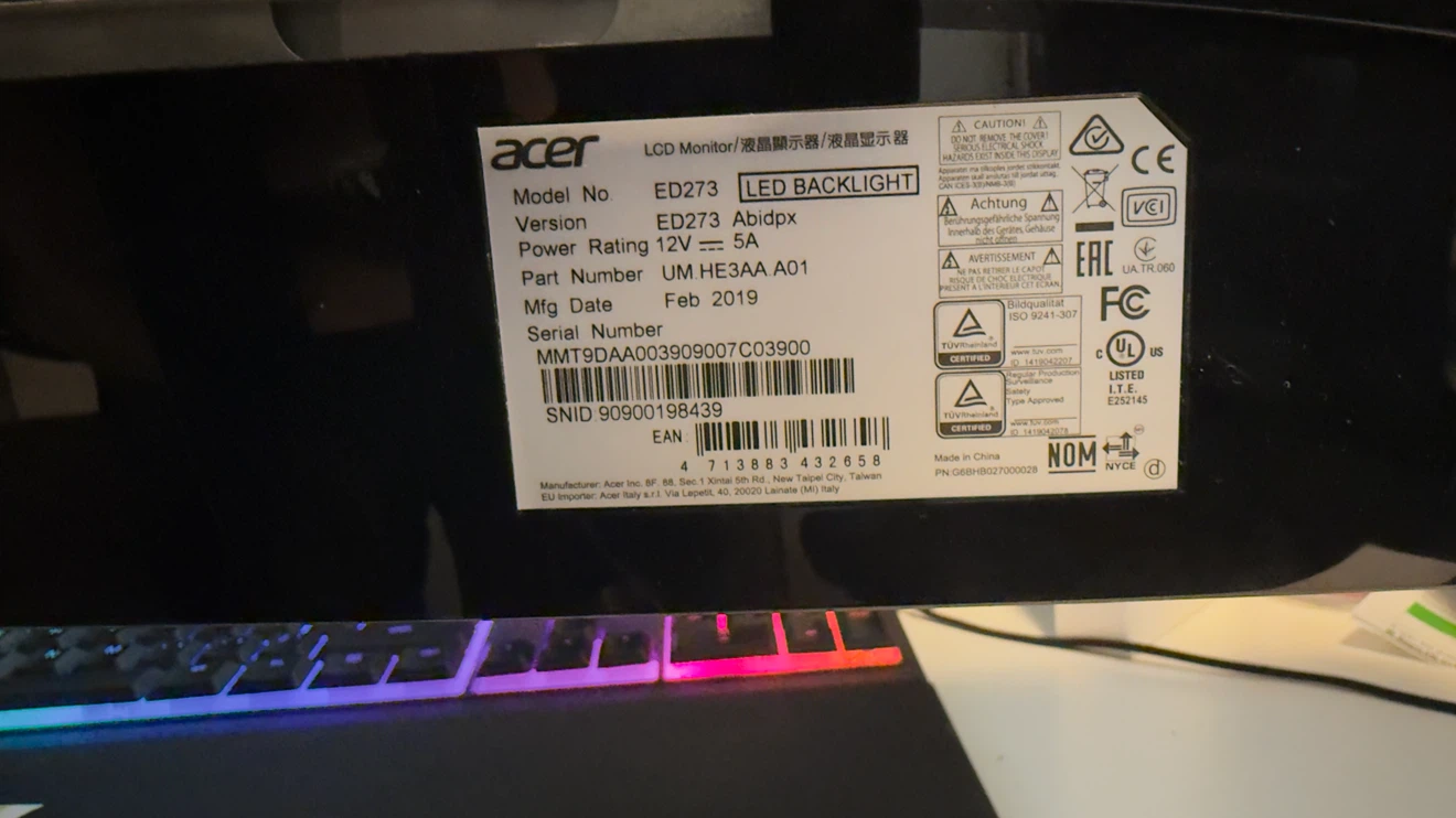 Acer Nitro ED273 S3biip 27" Curved Gaming Monitor - photo 4