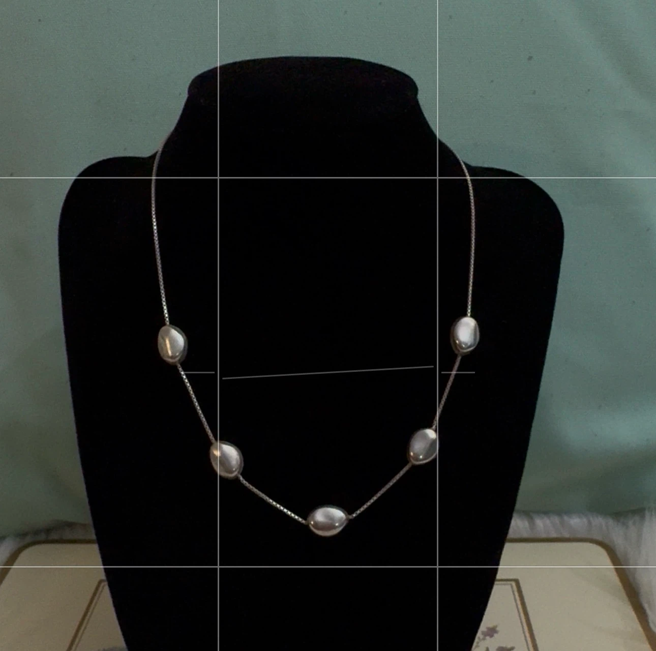 Sterling silver bean necklace