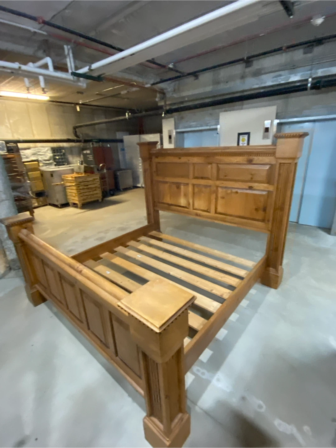 Solid Pine King Bedframe with Headboard and footboard