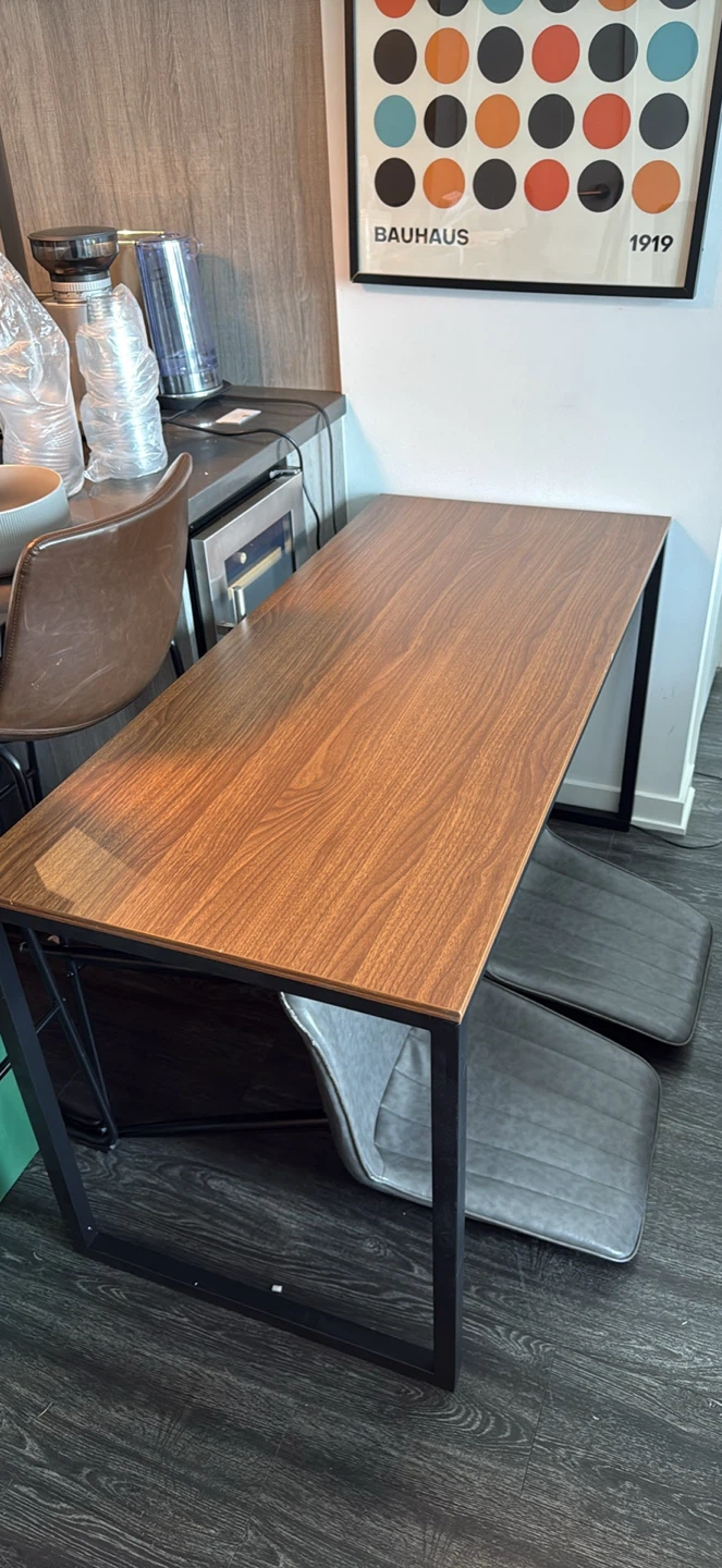 Wooden top desk with black metal frame