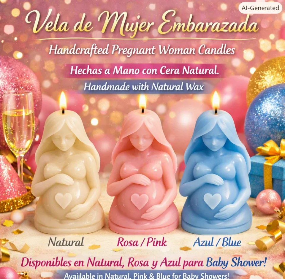 Handcrafted Pregnant Woman Candle - Natural Wax - photo 2