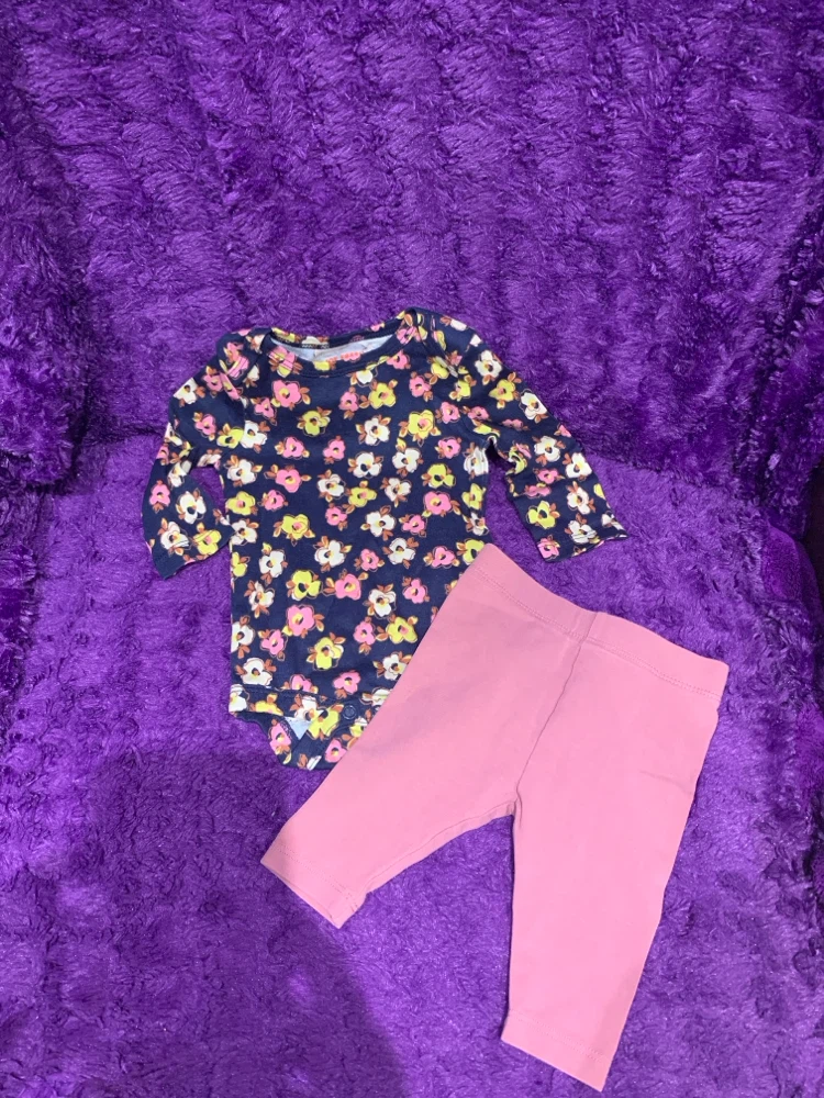 Joe Fresh Baby Floral Long Sleeve Bodysuit & Pink Pants Set