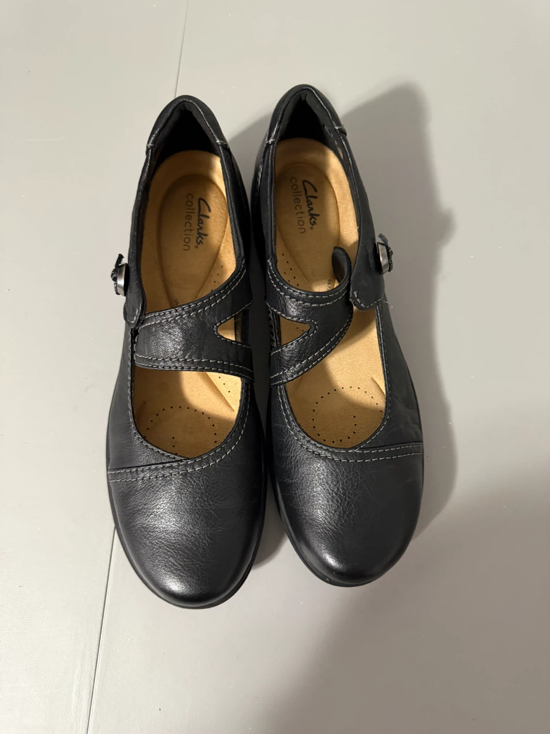 Clarks Collection Black Leather Mary Jane Shoes 12N - photo 4