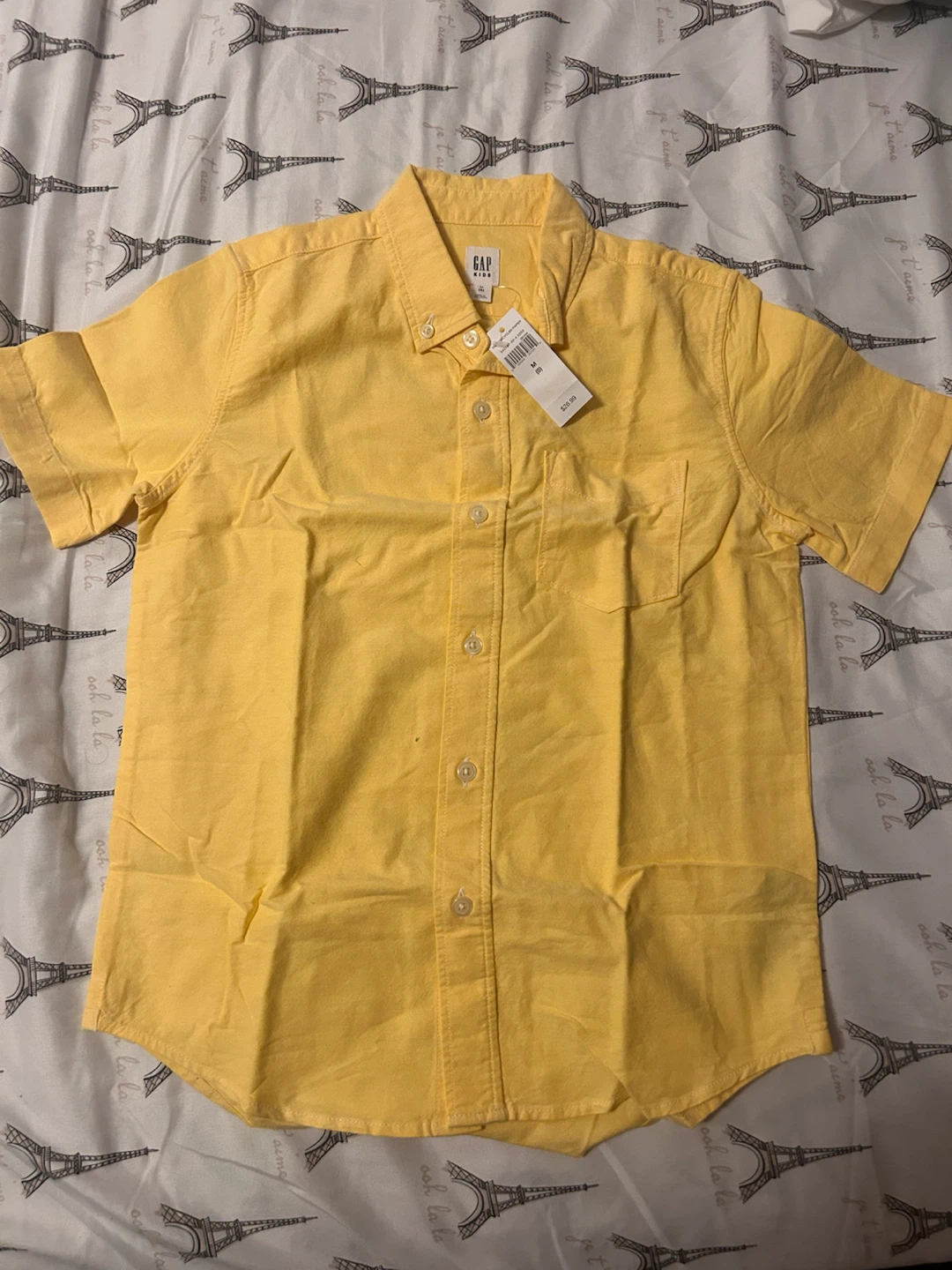Gap Yellow Short Sleeve Button-Up Shirt