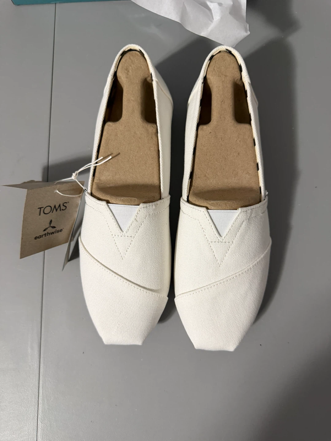TOMS Alpargata White Recycled Cotton Canvas Shoes Size 9 NWT