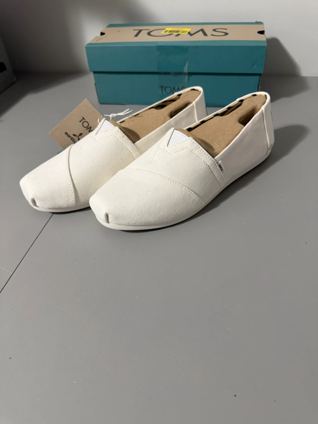 TOMS Alpargata White Recycled Cotton Canvas Shoes Size 9 NWT - photo 2
