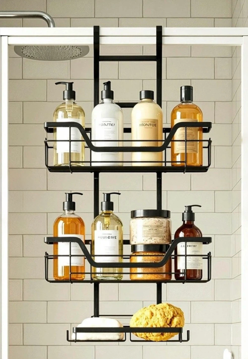 Black Over-the-Door Shower Caddy Organizer - photo 2