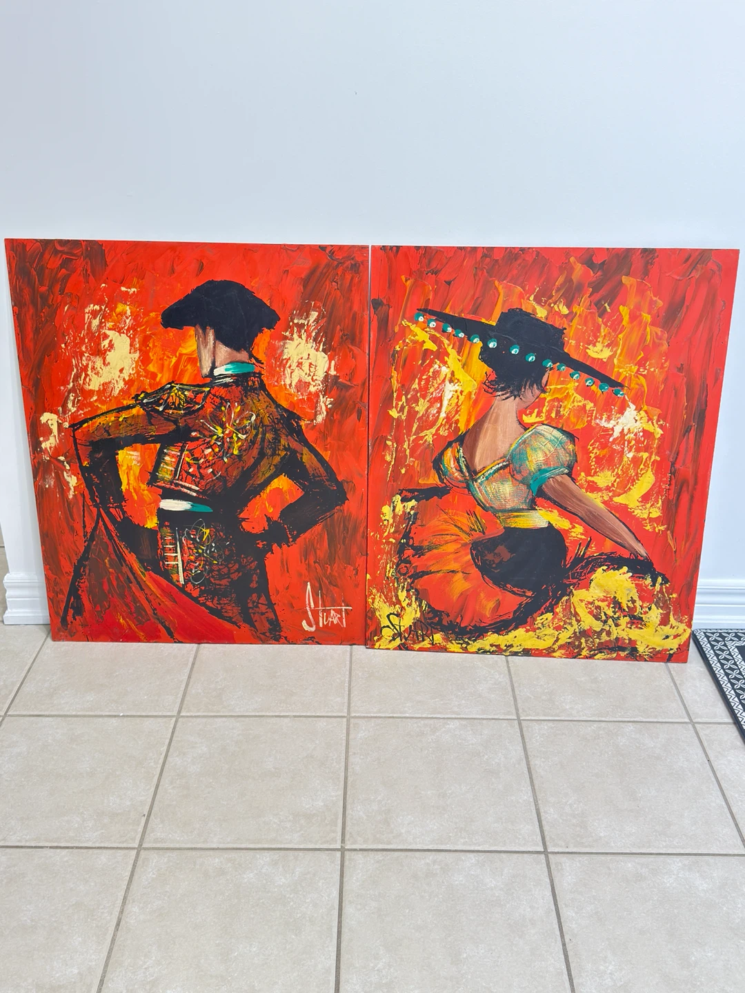 Vintage Vanguard Studios Mid-Century Oil Paintings (Pair)